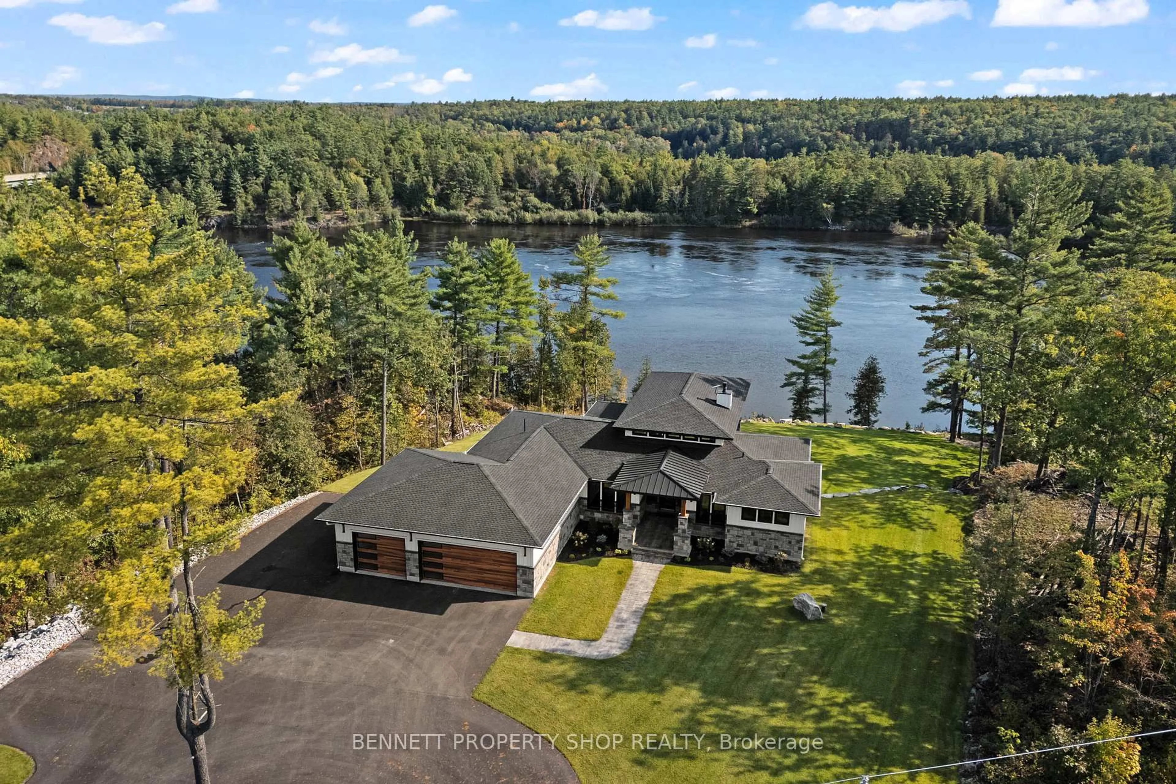 A pic from outside/outdoor area/front of a property/back of a property/a pic from drone, water/lake/river/ocean view for 67 Carriage Landing Rd, Haley Station Ontario K0J 1Y0