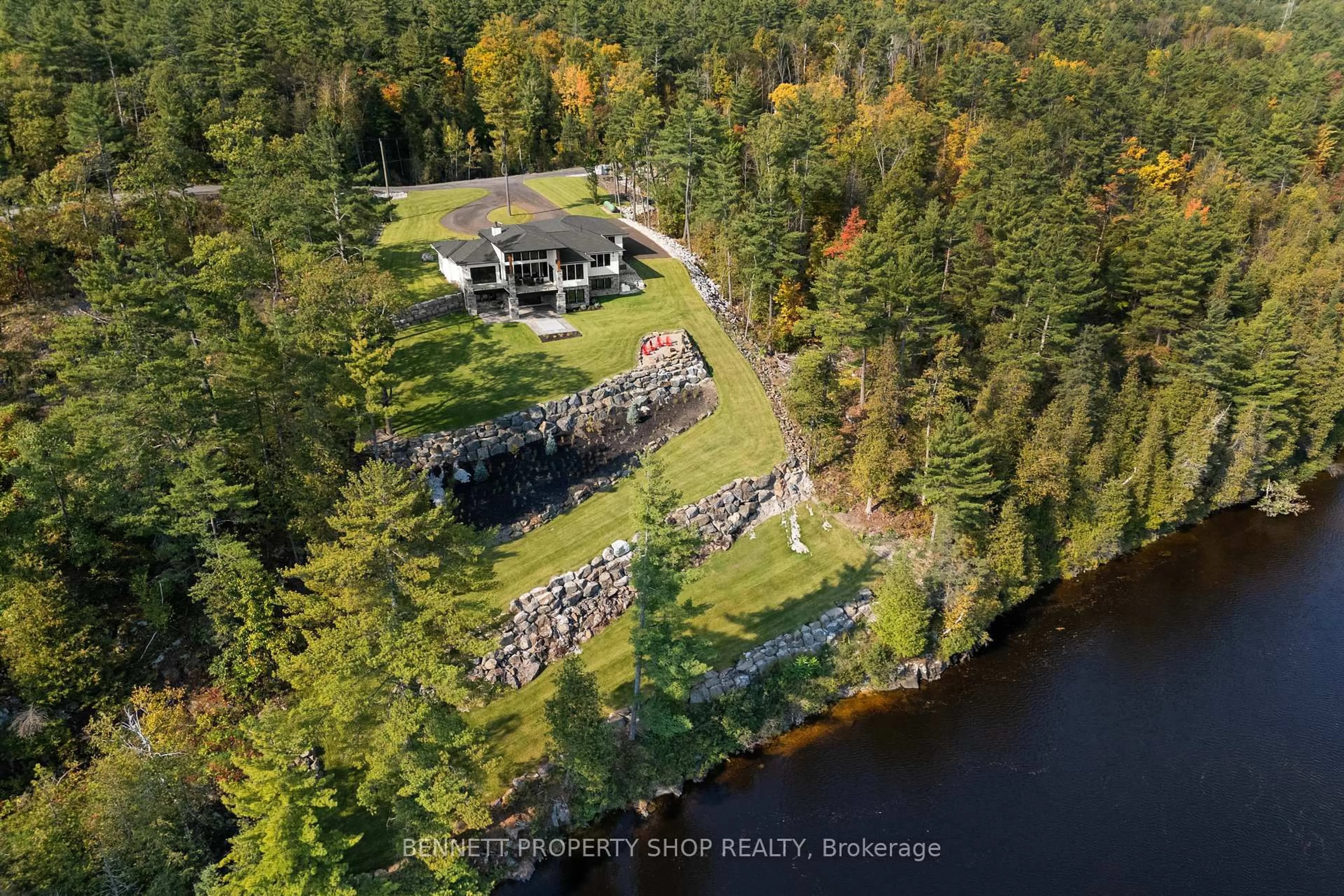 A pic from outside/outdoor area/front of a property/back of a property/a pic from drone, water/lake/river/ocean view for 67 Carriage Landing Rd, Haley Station Ontario K0J 1Y0
