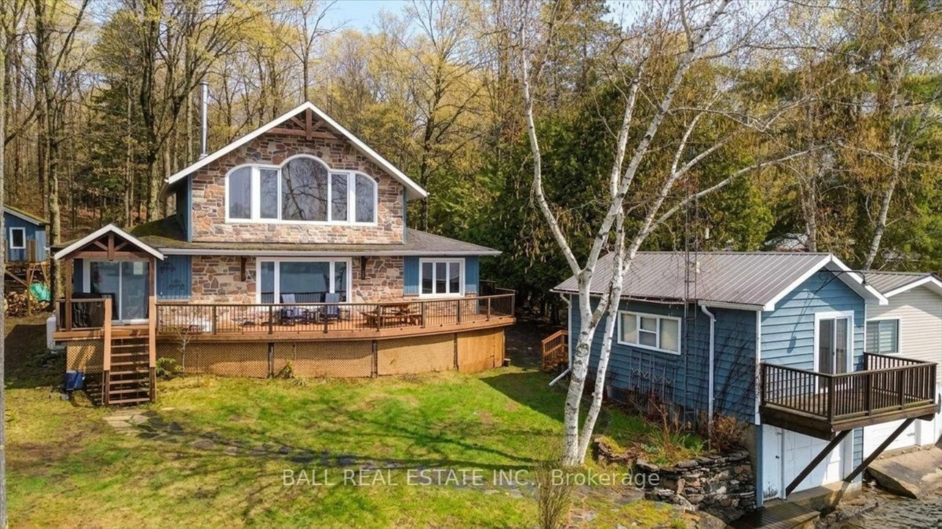 A pic from outside/outdoor area/front of a property/back of a property/a pic from drone, water/lake/river/ocean view for 205 Moffat Rd, North Kawartha Ontario K0L 1A0