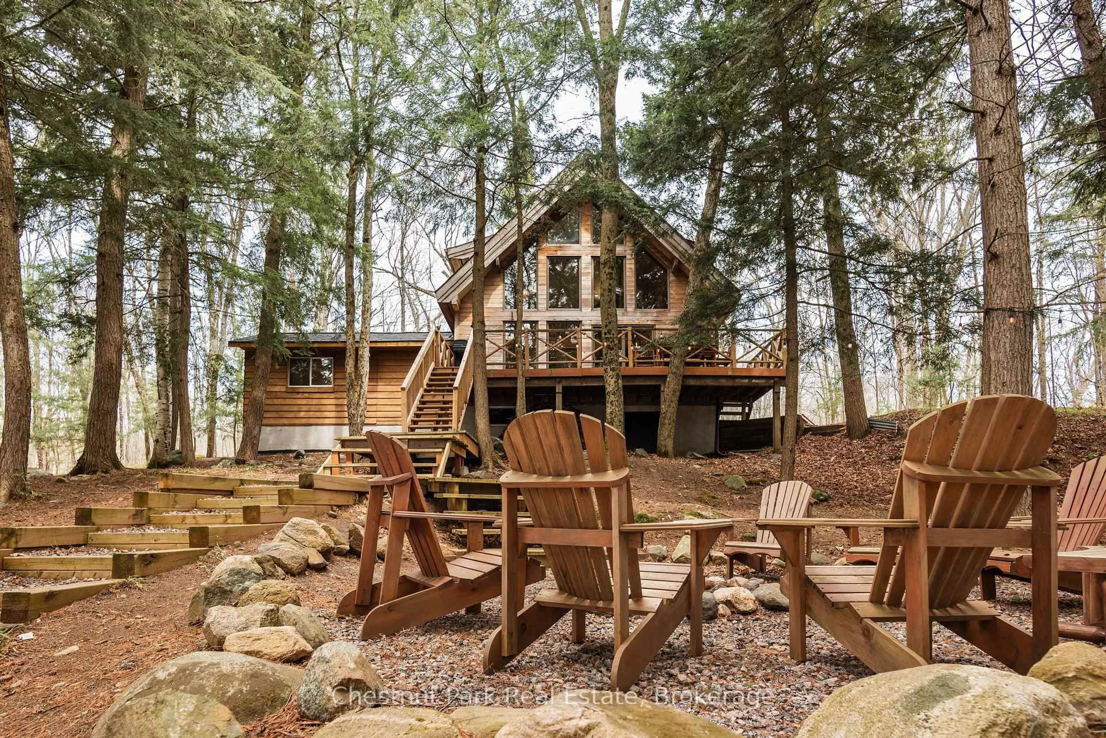 Patio, forest/trees view for 9 Jeffery Rd, Parry Sound Remote Area Ontario P0A 1X0
