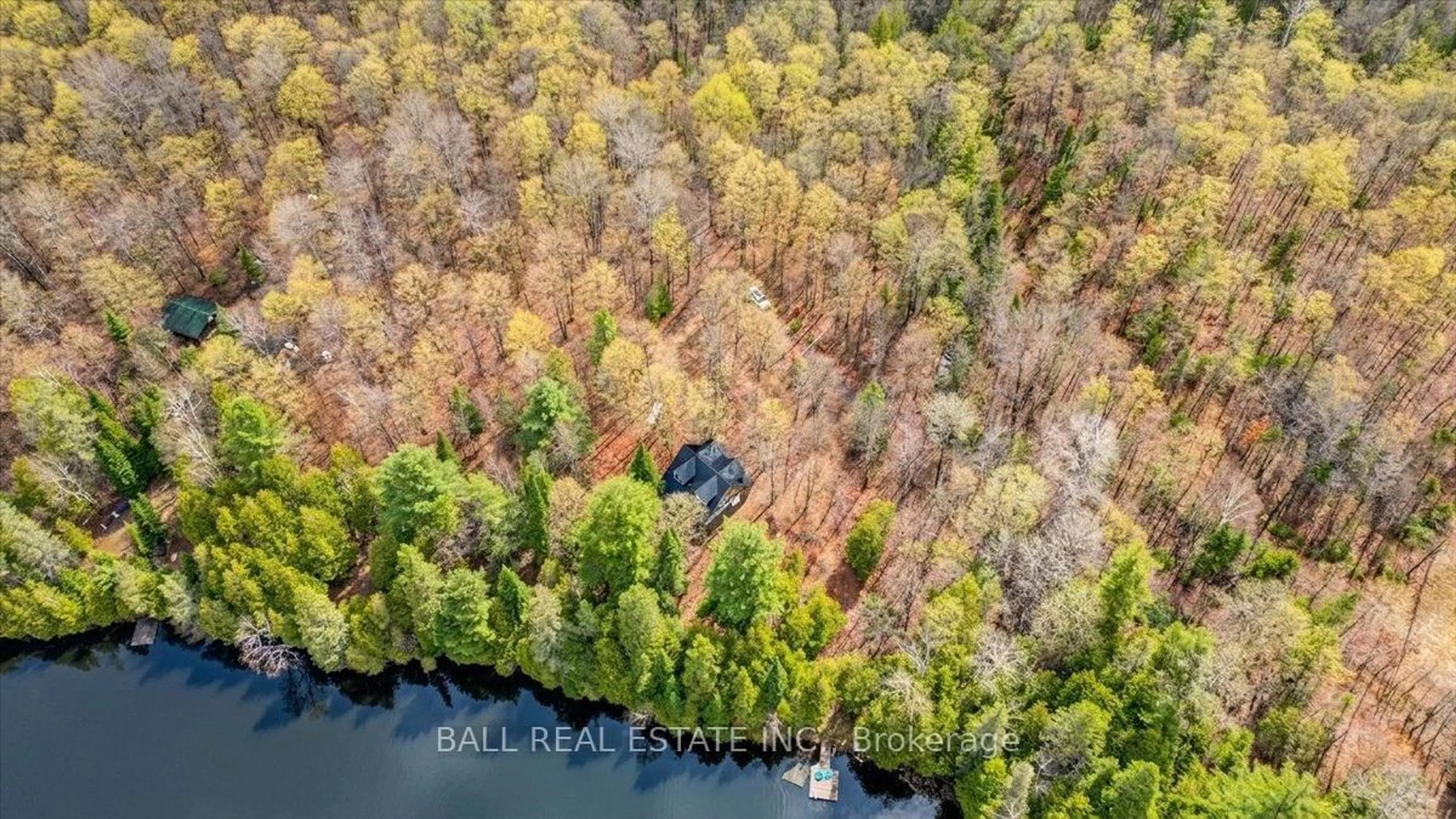 A pic from outside/outdoor area/front of a property/back of a property/a pic from drone, water/lake/river/ocean view for 130F Finnegan Lane, Coe Hill Ontario K0L 1P0