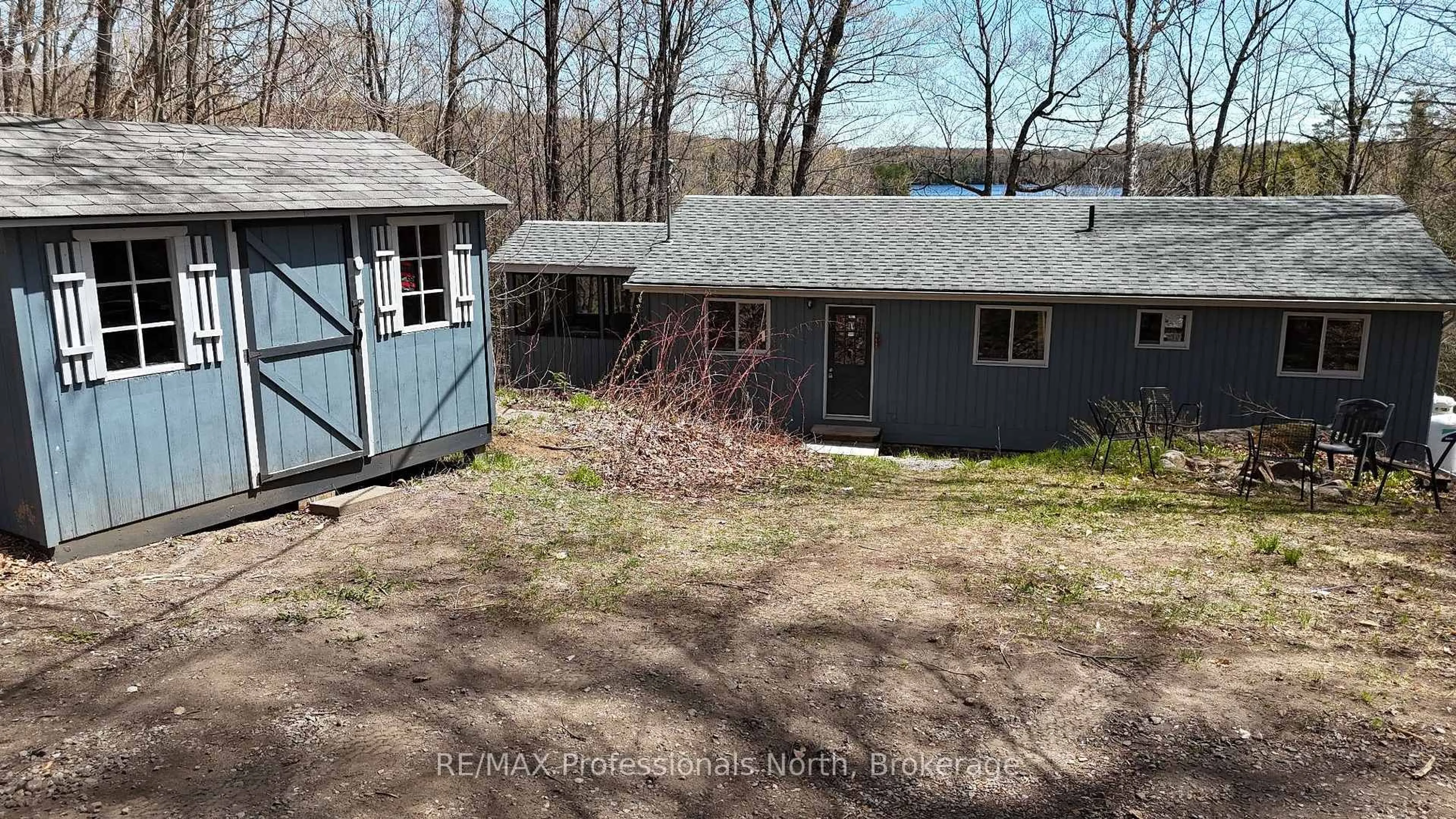 A pic from outside/outdoor area/front of a property/back of a property/a pic from drone, water/lake/river/ocean view for 1226 Hubbard & Montgomery Lane, Highlands East Ontario K0M 1S0