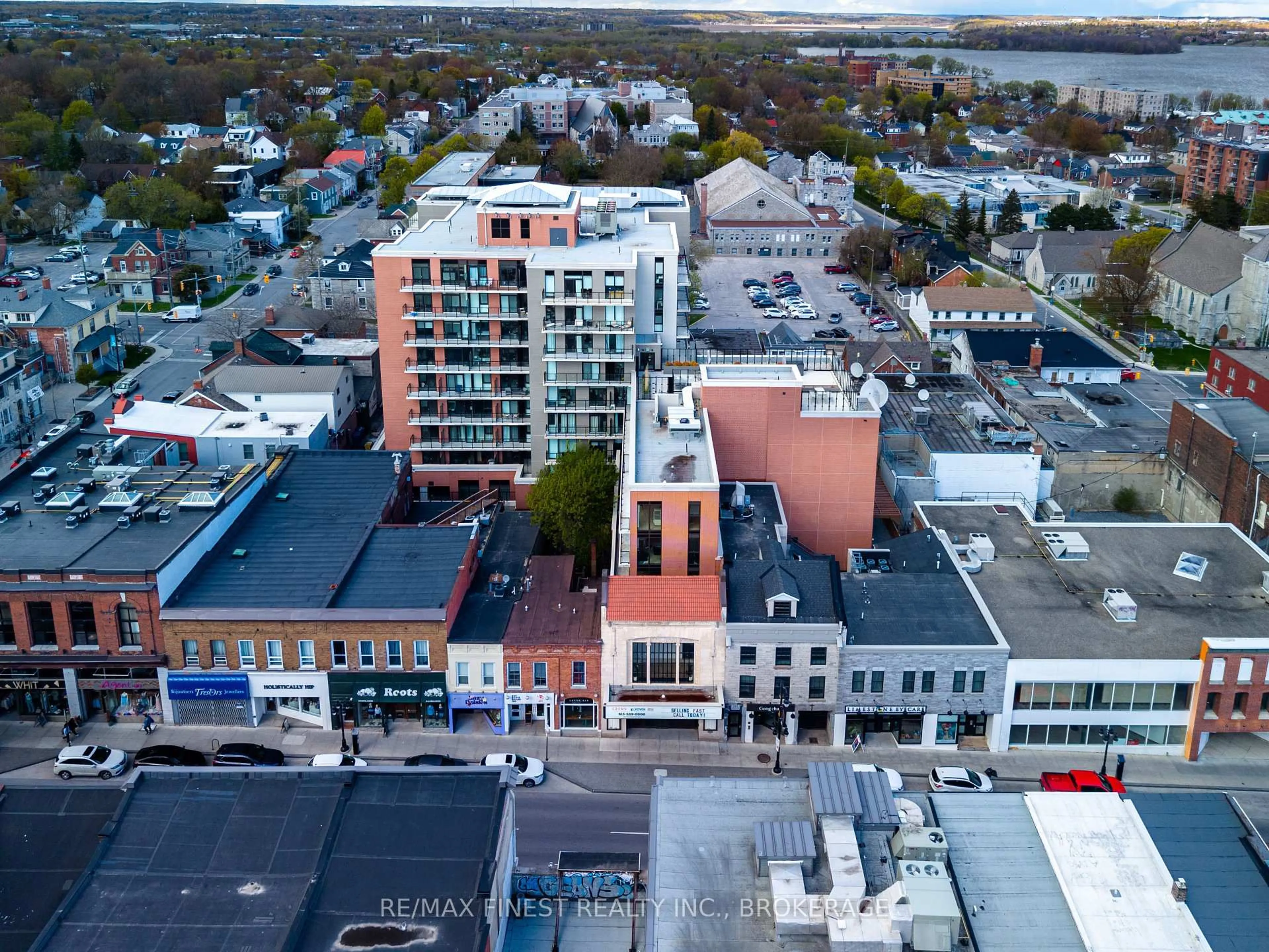 A pic from outside/outdoor area/front of a property/back of a property/a pic from drone, city buildings view from balcony for 223 Princess St #614, Kingston Ontario K7L 1B3