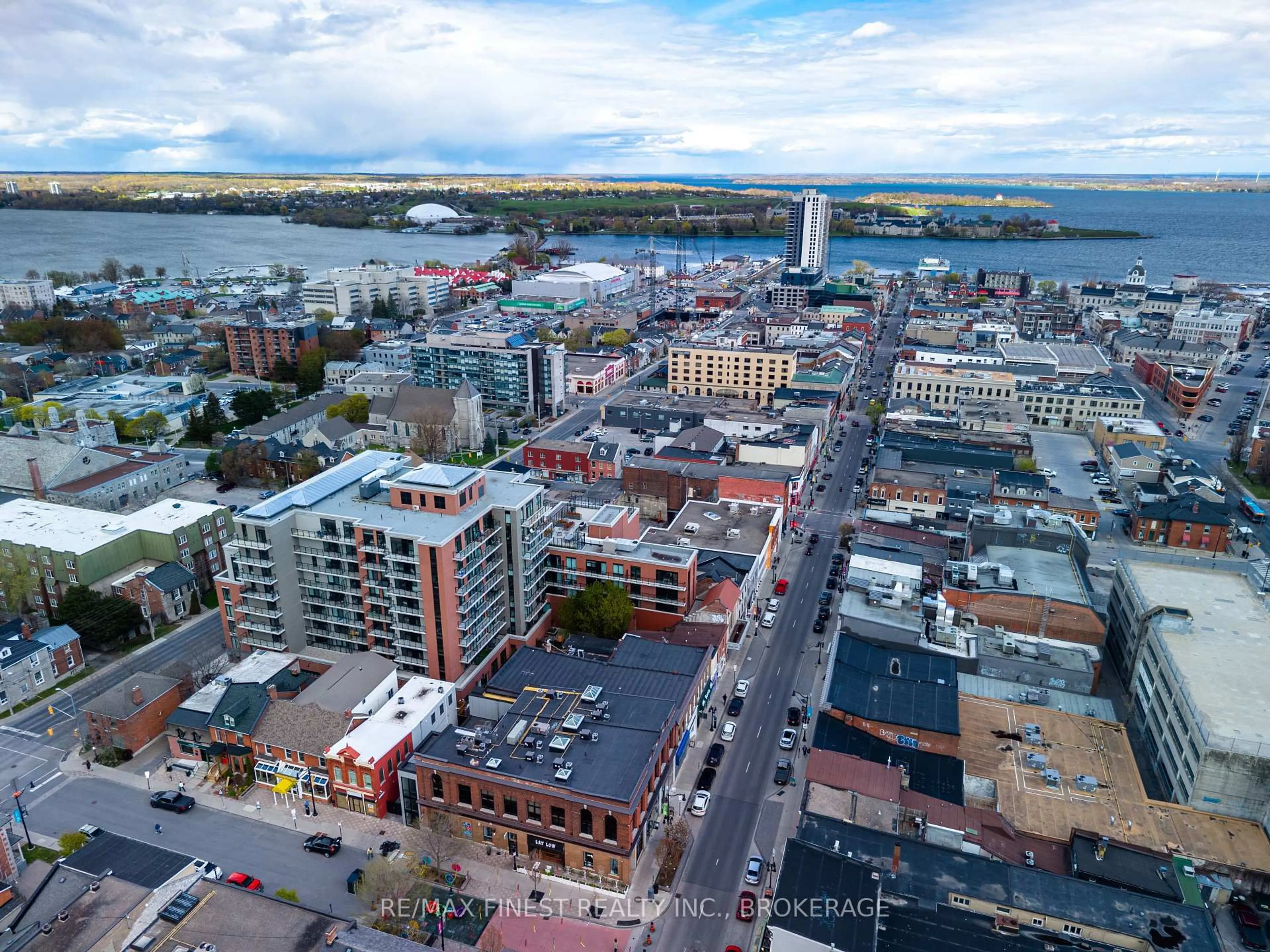 A pic from outside/outdoor area/front of a property/back of a property/a pic from drone, city buildings view from balcony for 223 Princess St #614, Kingston Ontario K7L 1B3