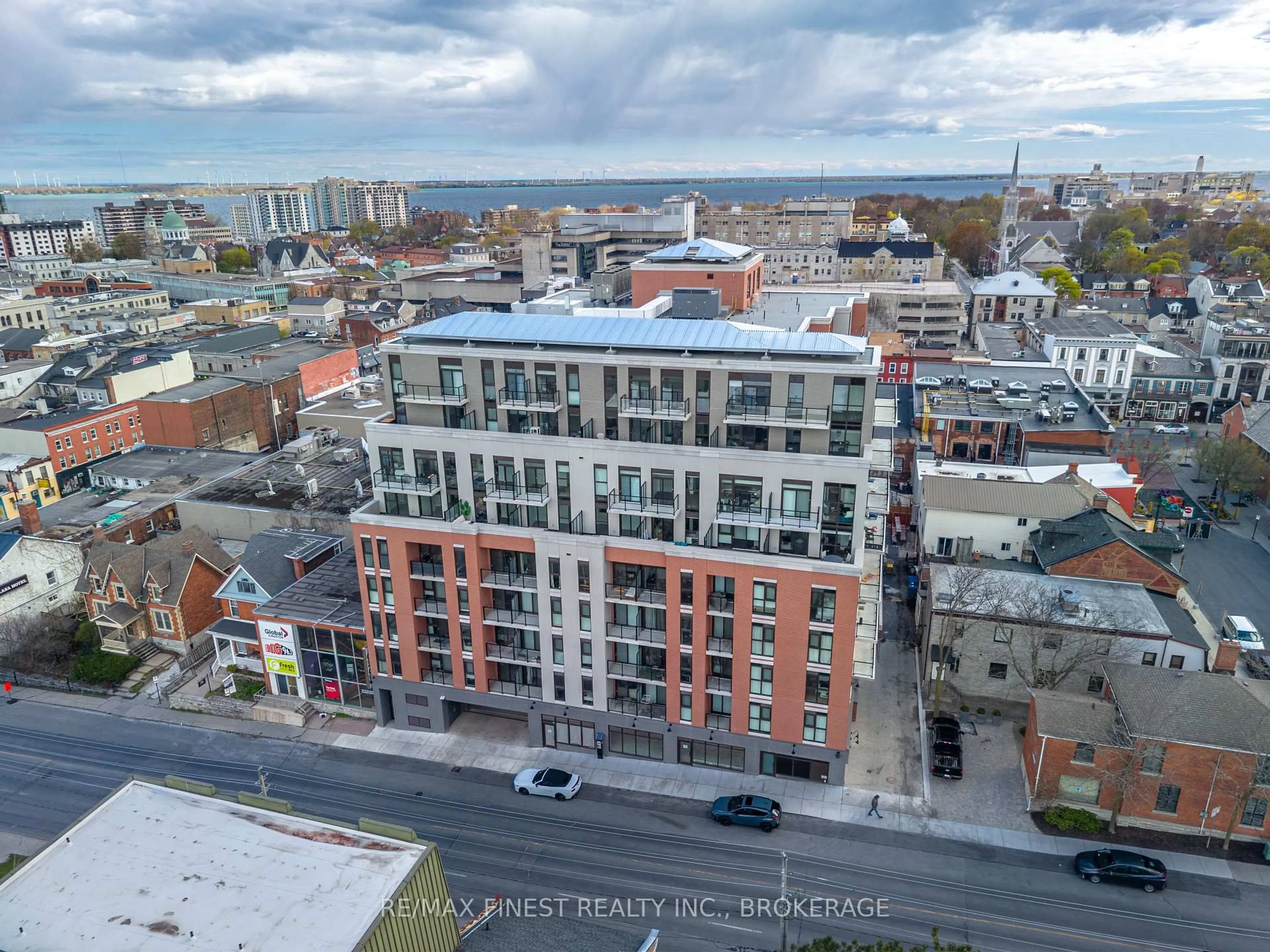 A pic from outside/outdoor area/front of a property/back of a property/a pic from drone, city buildings view from balcony for 223 Princess St #614, Kingston Ontario K7L 1B3