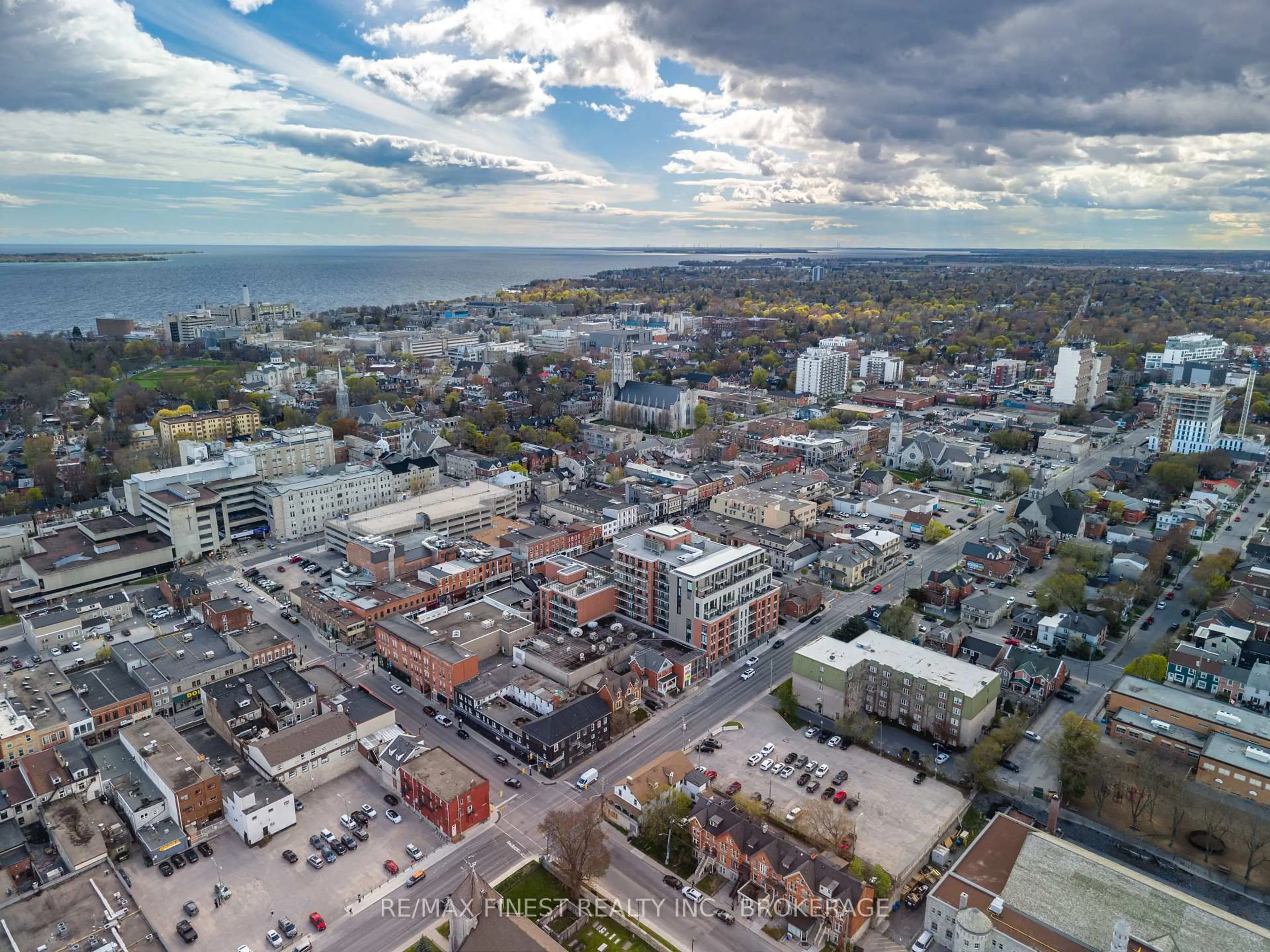A pic from outside/outdoor area/front of a property/back of a property/a pic from drone, city buildings view from balcony for 223 Princess St #614, Kingston Ontario K7L 1B3