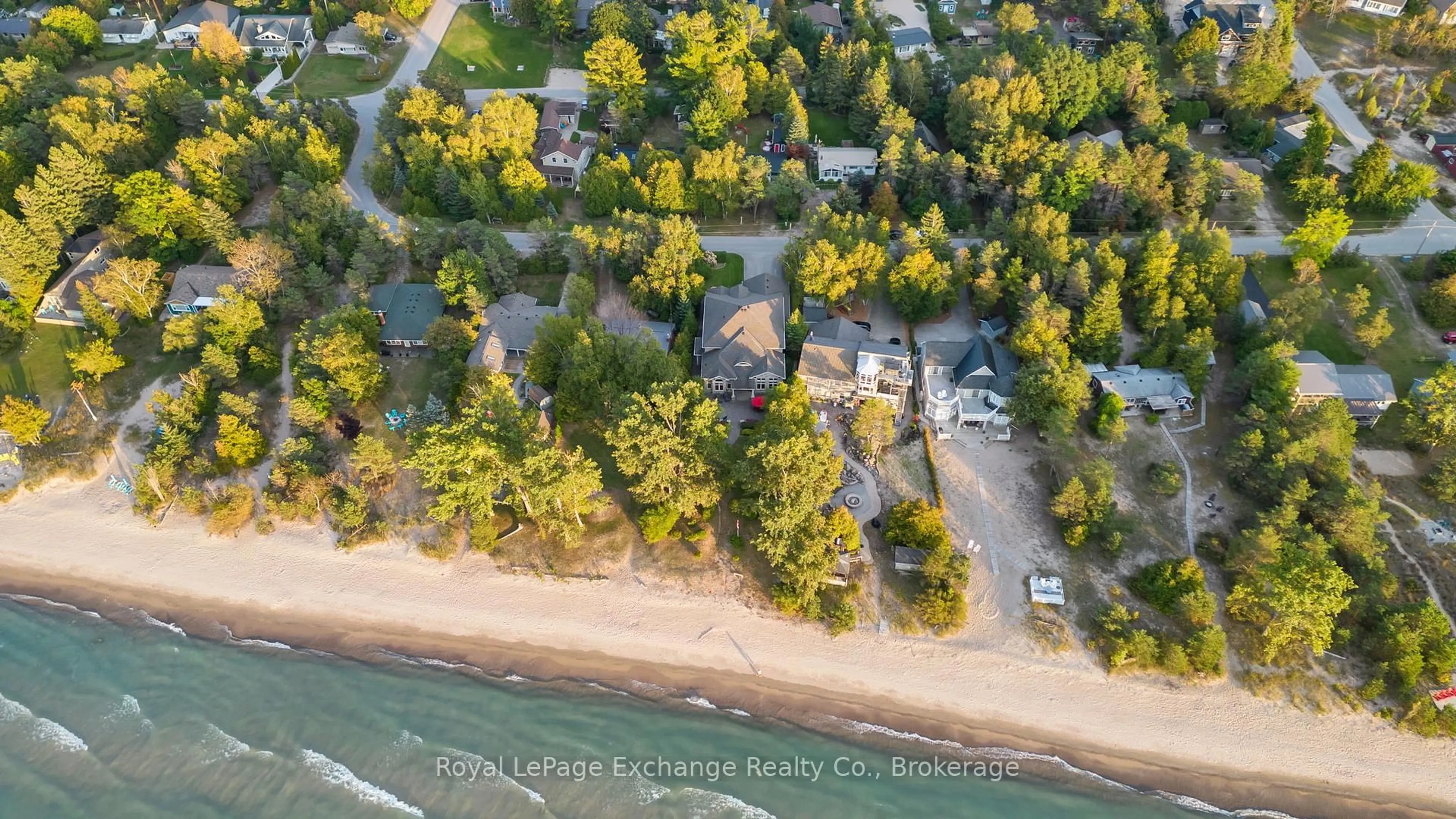 A pic from outside/outdoor area/front of a property/back of a property/a pic from drone, water/lake/river/ocean view for 82 BELL Dr, Huron-Kinloss Ontario N2Z 0B3