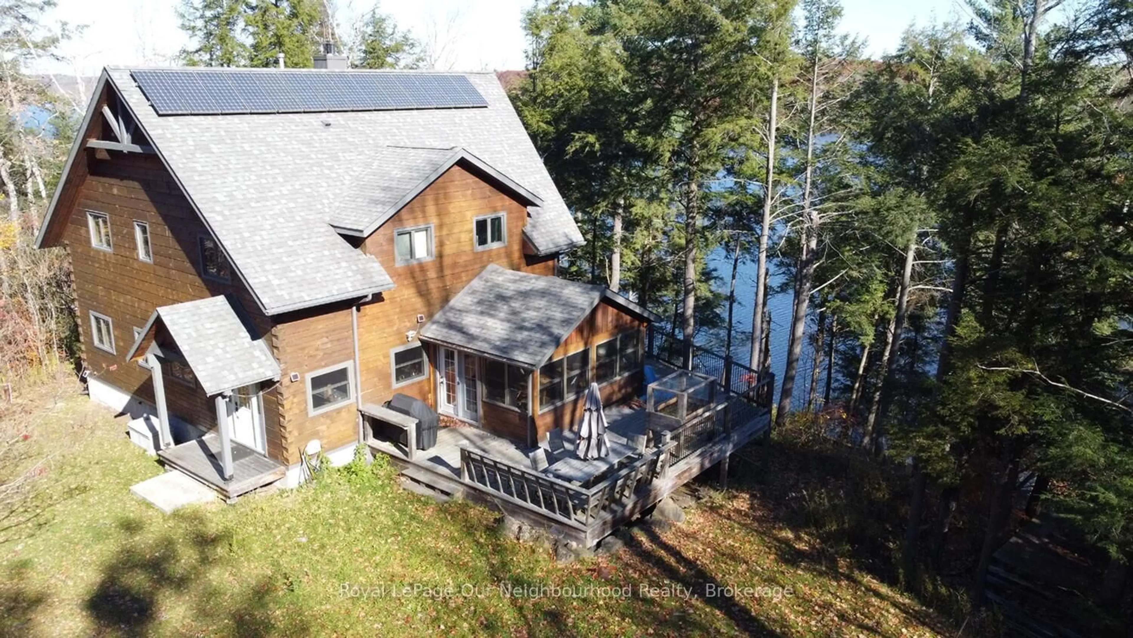 A pic from outside/outdoor area/front of a property/back of a property/a pic from drone, water/lake/river/ocean view for 277 Lake Tangamong West Shore Landing, Limoges Ontario K0K 2M0