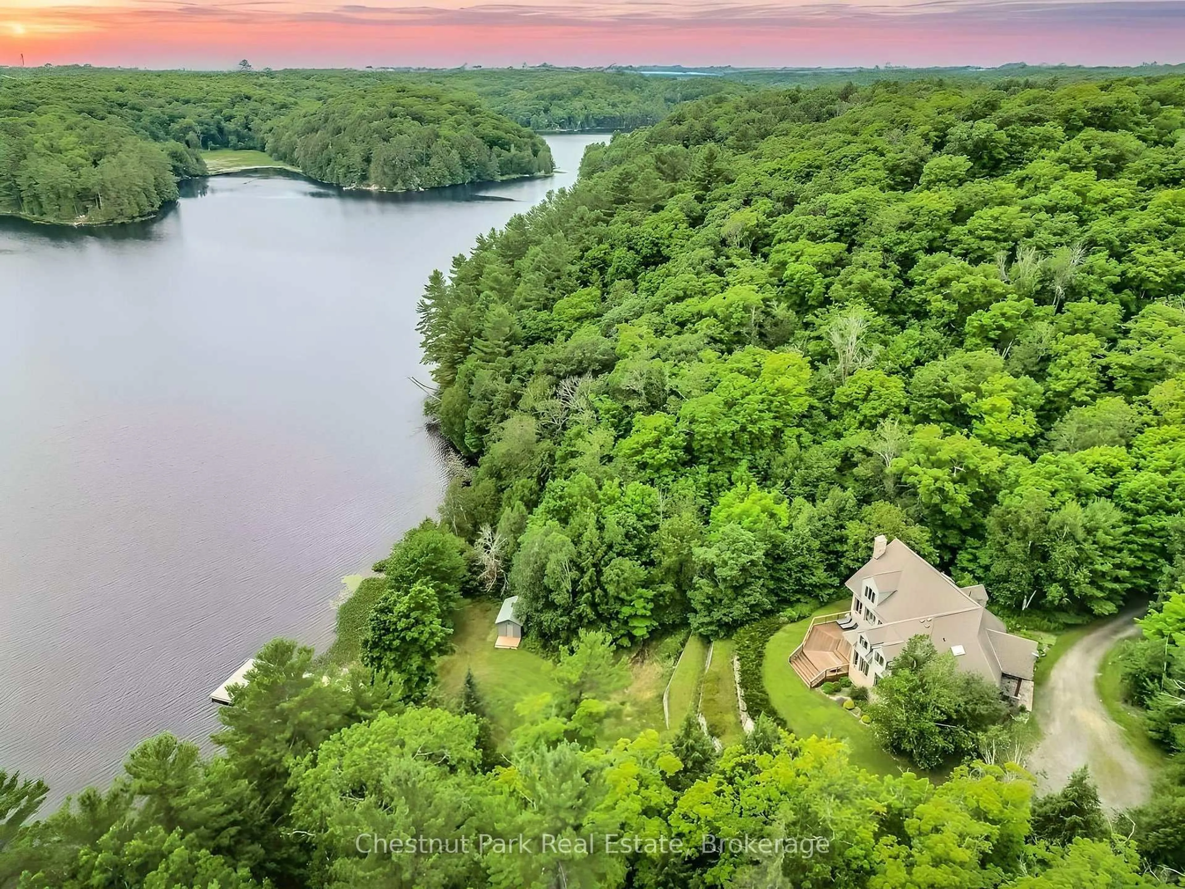 A pic from outside/outdoor area/front of a property/back of a property/a pic from drone, water/lake/river/ocean view for 68 SHOEBOTTOM Rd, Seguin Ontario P2A 0B2