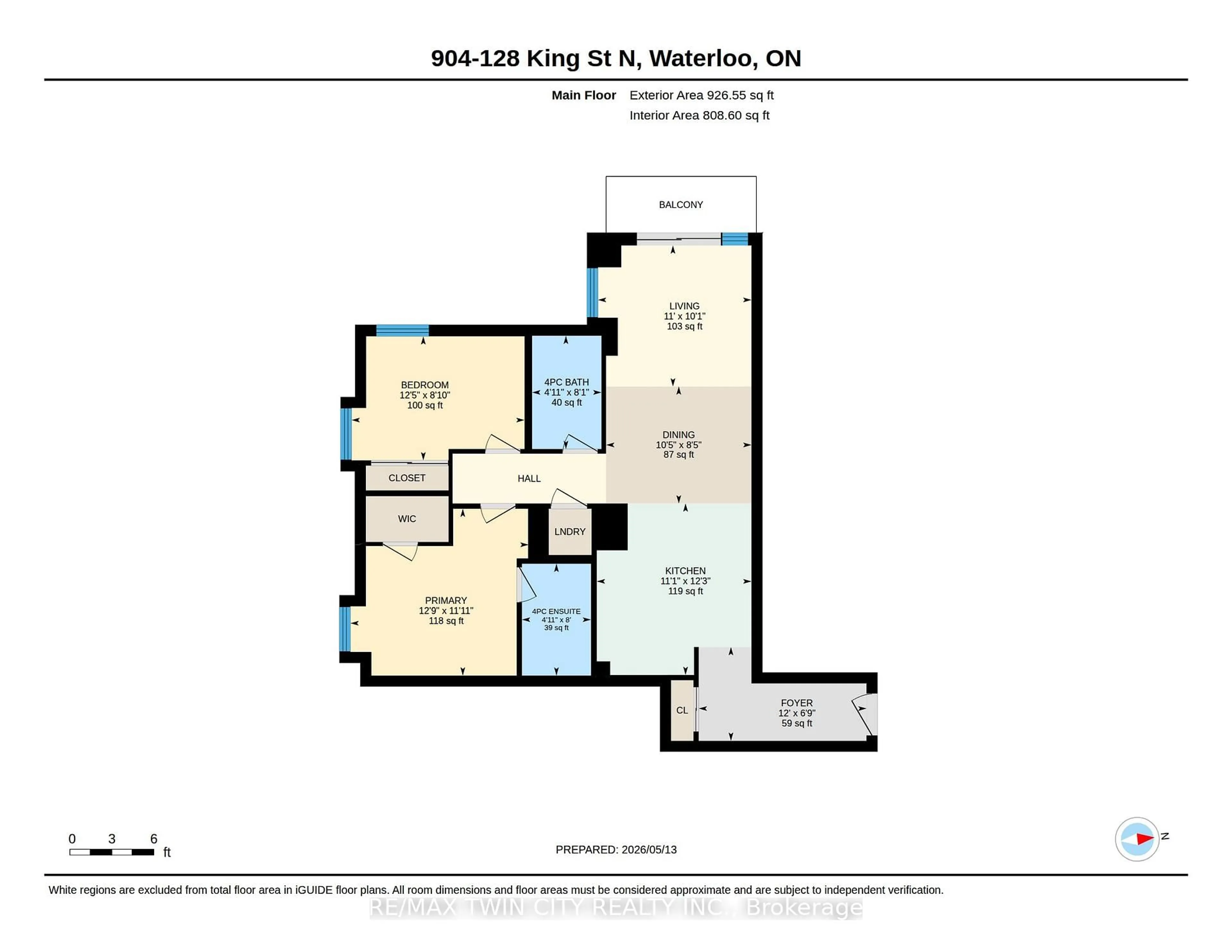 Floor plan for 128 King St #904, Waterloo Ontario N2J 2X9