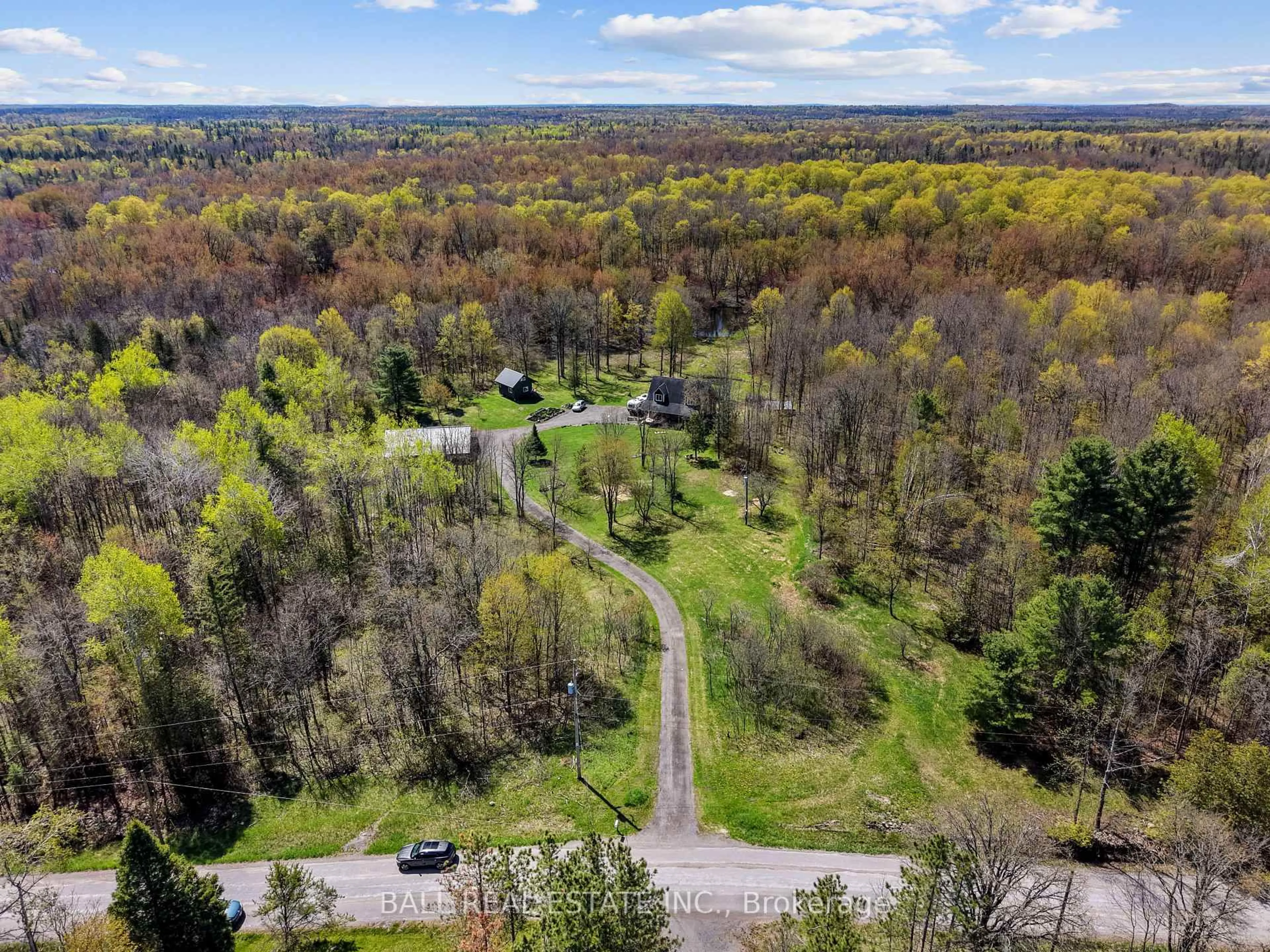 A pic from outside/outdoor area/front of a property/back of a property/a pic from drone, forest/trees view for 1801 Old Marmora Rd, Madoc Ontario K0K 2K0