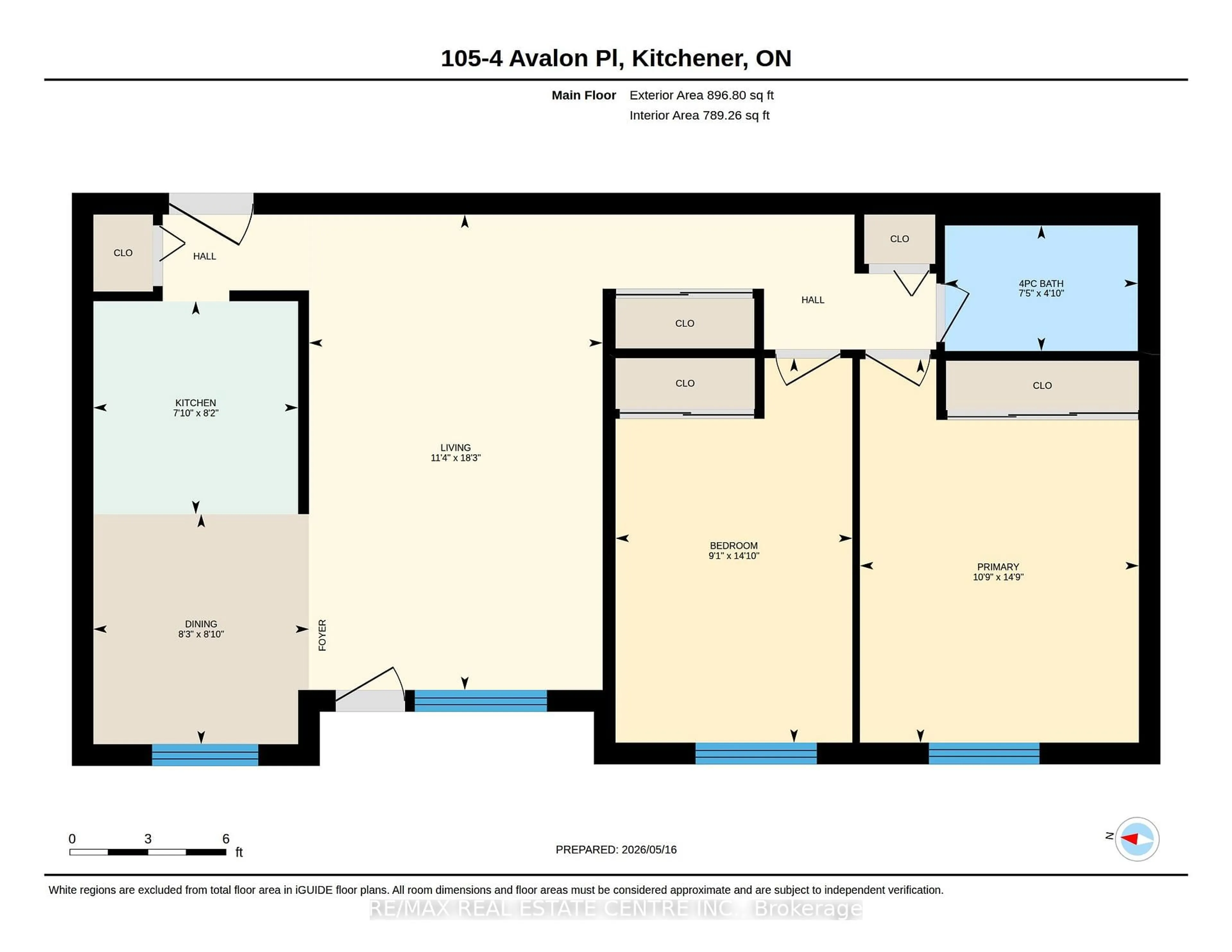 Floor plan for 4 Avalon Pl #105, Kitchener Ontario N2M 4N6
