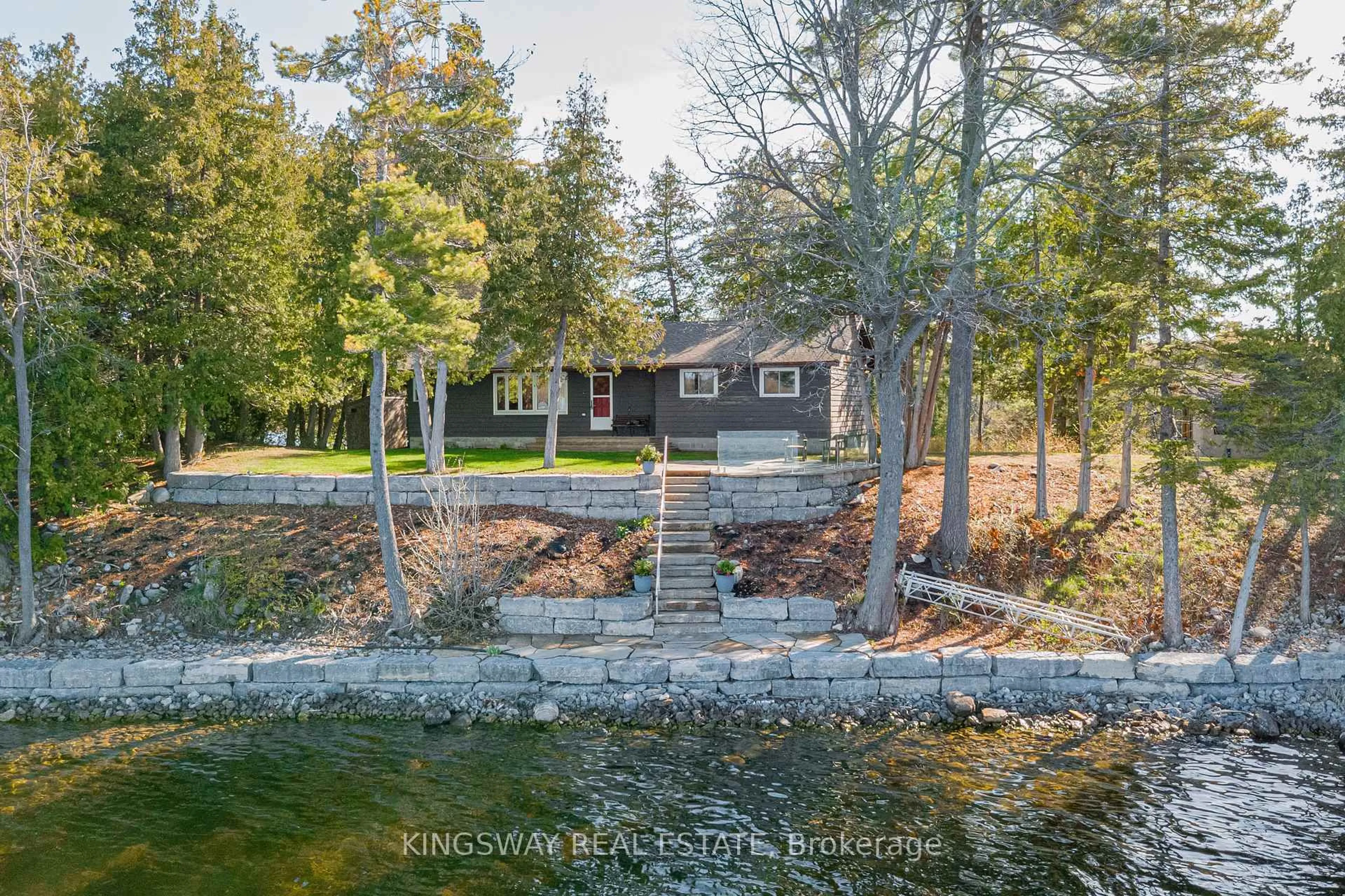 A pic from outside/outdoor area/front of a property/back of a property/a pic from drone, water/lake/river/ocean view for 65 Peace Point Rd, Kawartha Lakes Ontario K0M 1N0