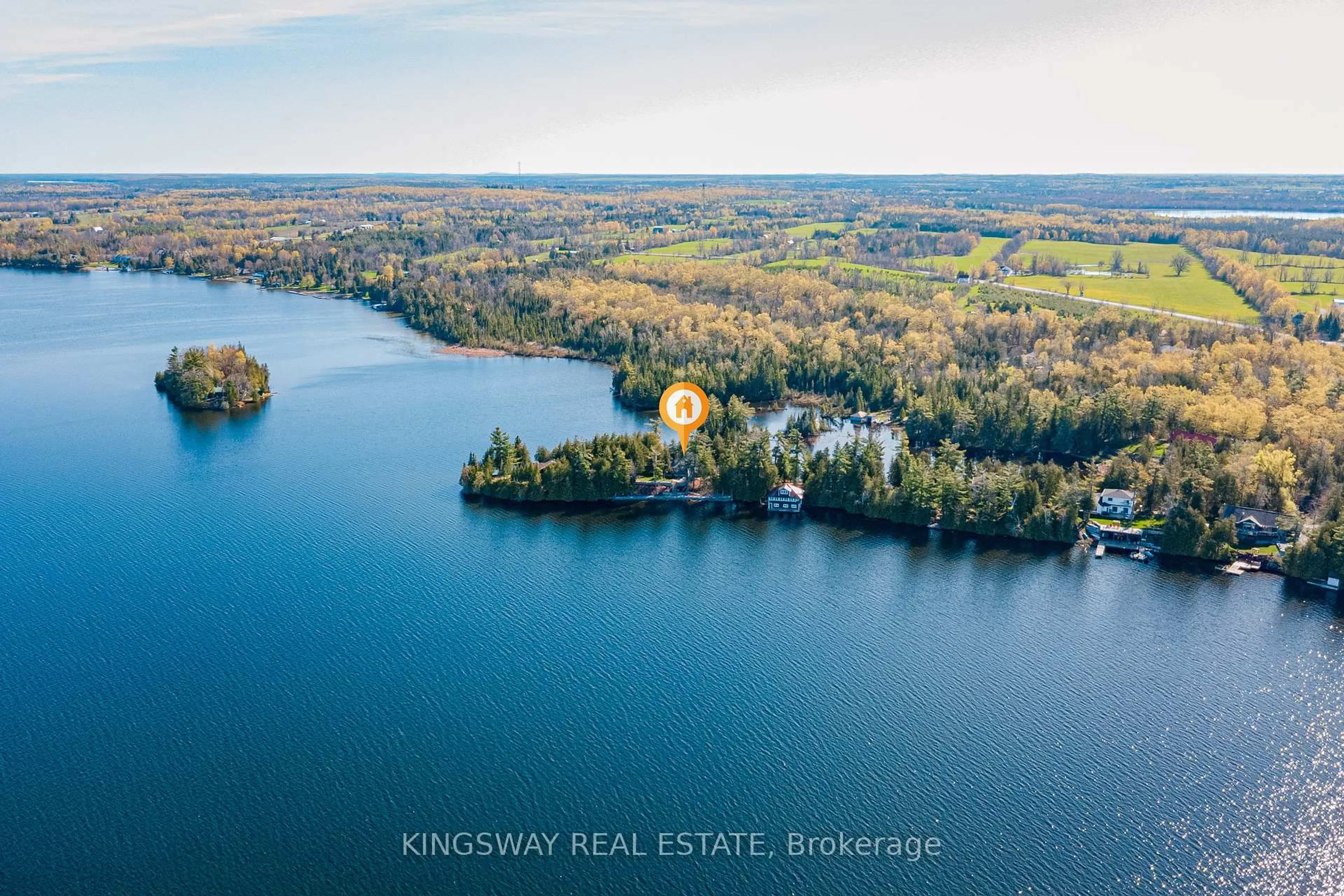 A pic from outside/outdoor area/front of a property/back of a property/a pic from drone, water/lake/river/ocean view for 65 Peace Point Rd, Kawartha Lakes Ontario K0M 1N0