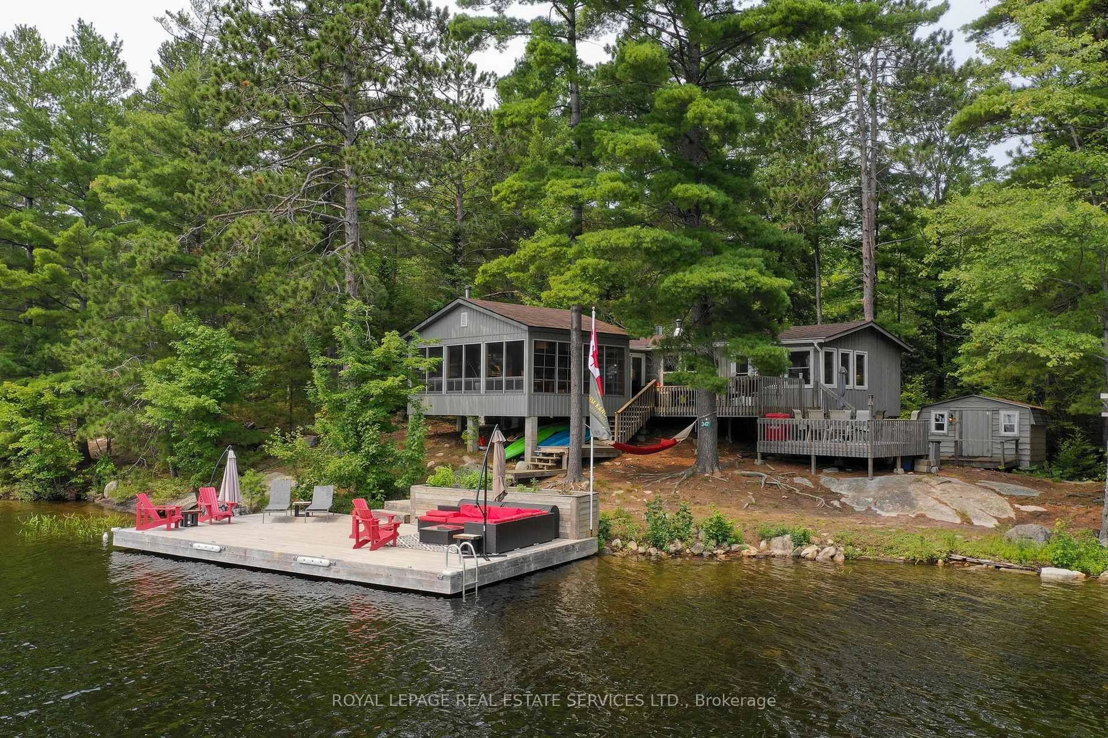 A pic from outside/outdoor area/front of a property/back of a property/a pic from drone, water/lake/river/ocean view for 347 Weslemkoon Lake, Hastings Ontario K0L 1W0