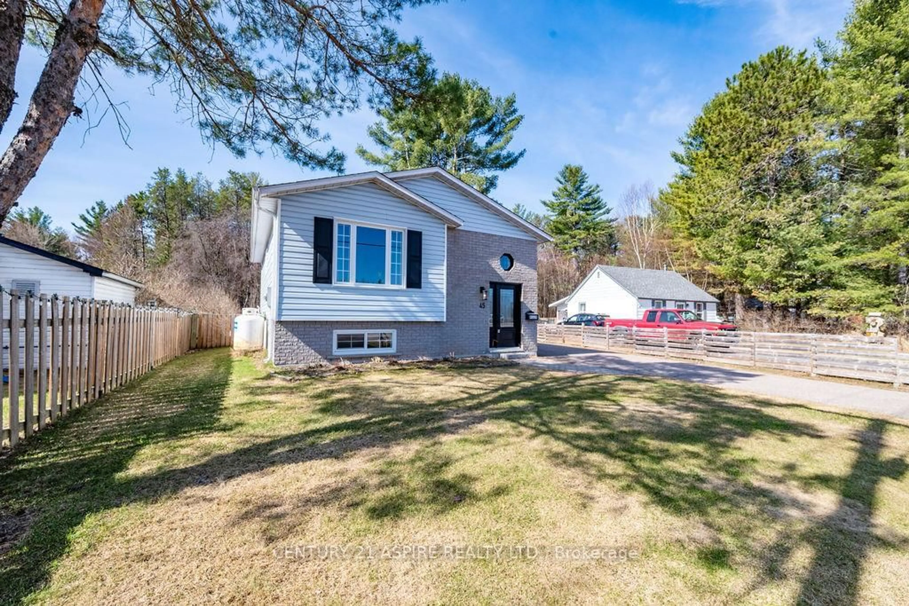 Home with vinyl exterior material, street for 45 Brumm Rd, Petawawa Ontario K8A 7G6