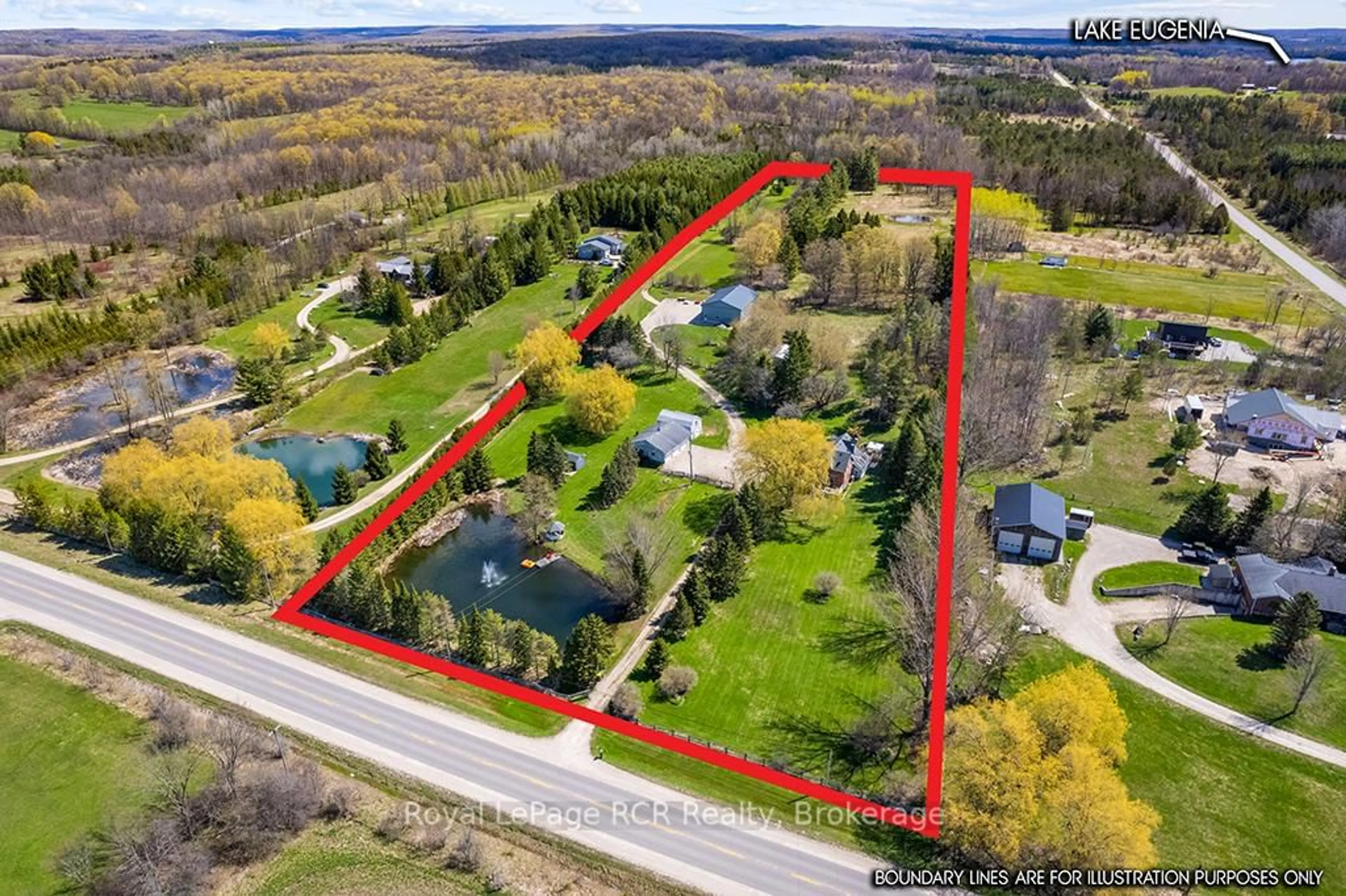 A pic from outside/outdoor area/front of a property/back of a property/a pic from drone, water/lake/river/ocean view for 194659 Grey Rd 13, Grey Highlands Ontario N0C 1E0