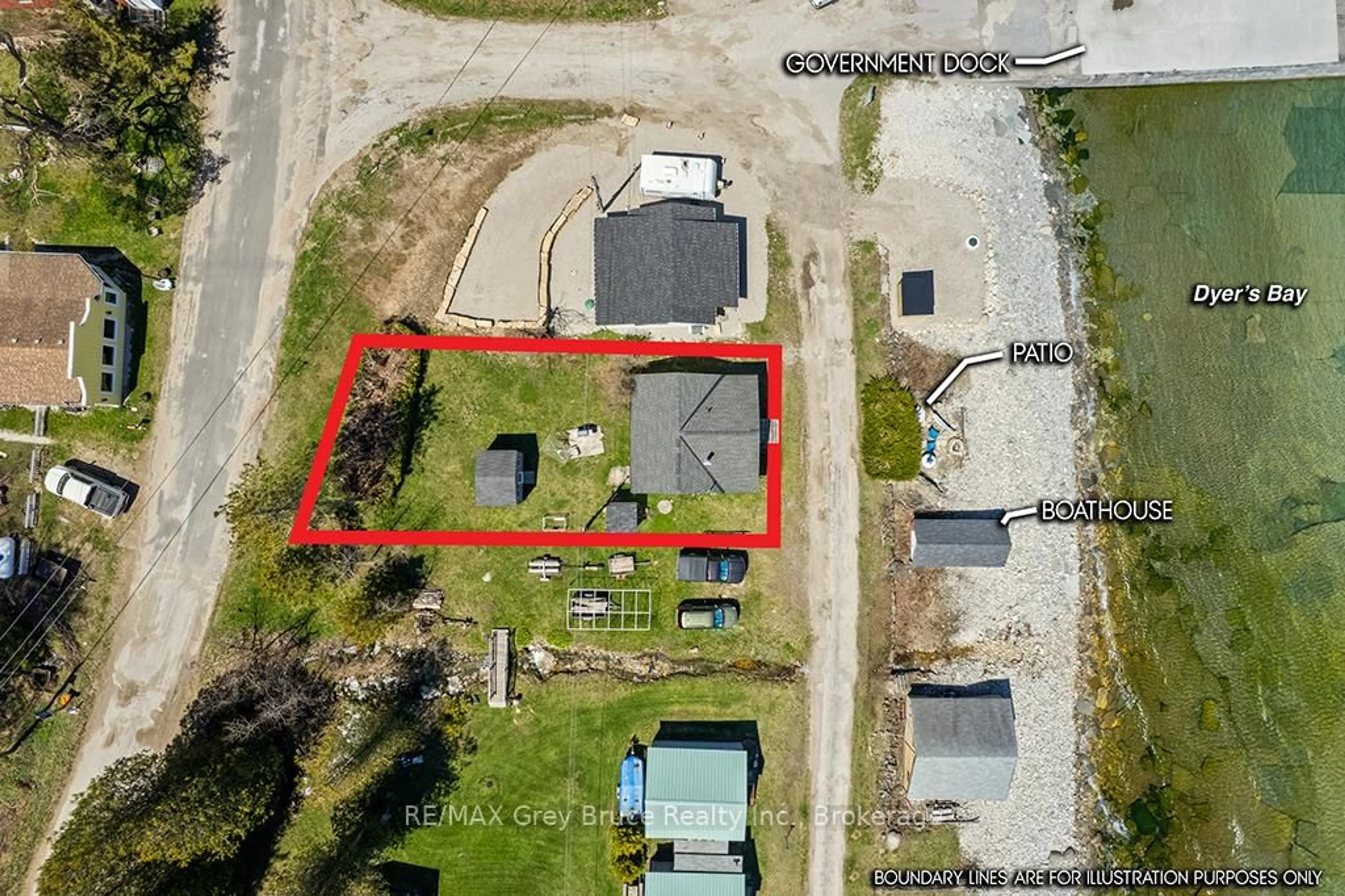 A pic from outside/outdoor area/front of a property/back of a property/a pic from drone, building for 8 Dock Lane, Northern Bruce Peninsula Ontario N0H 1Z0