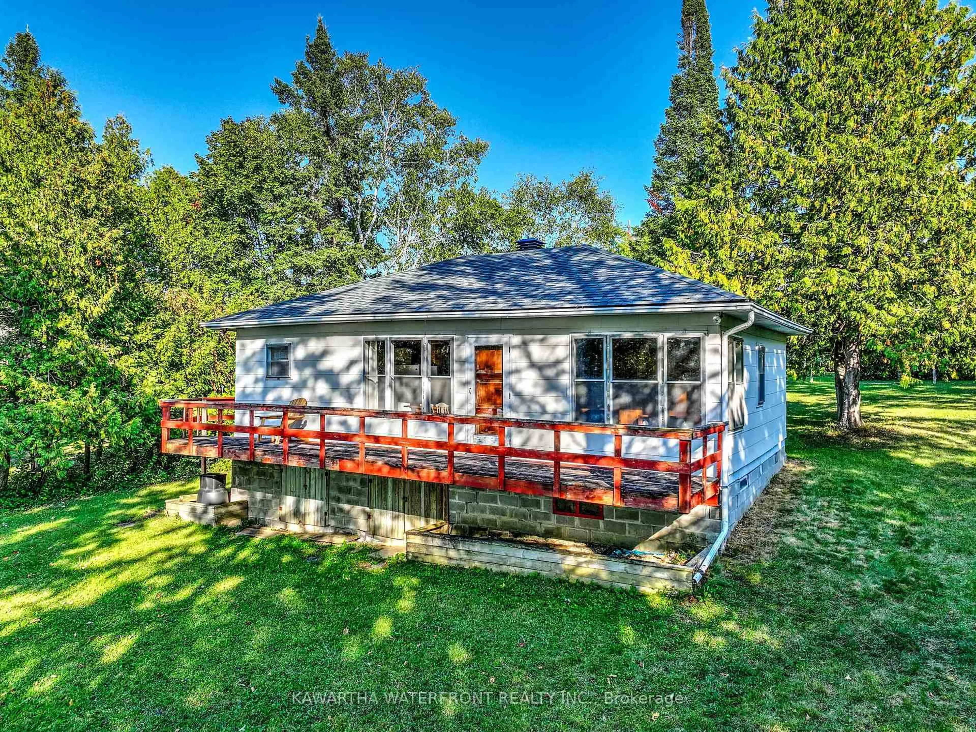 A pic from outside/outdoor area/front of a property/back of a property/a pic from drone, water/lake/river/ocean view for 71 Redcap Beach Lane, Kawartha Lakes Ontario K0M 2B0
