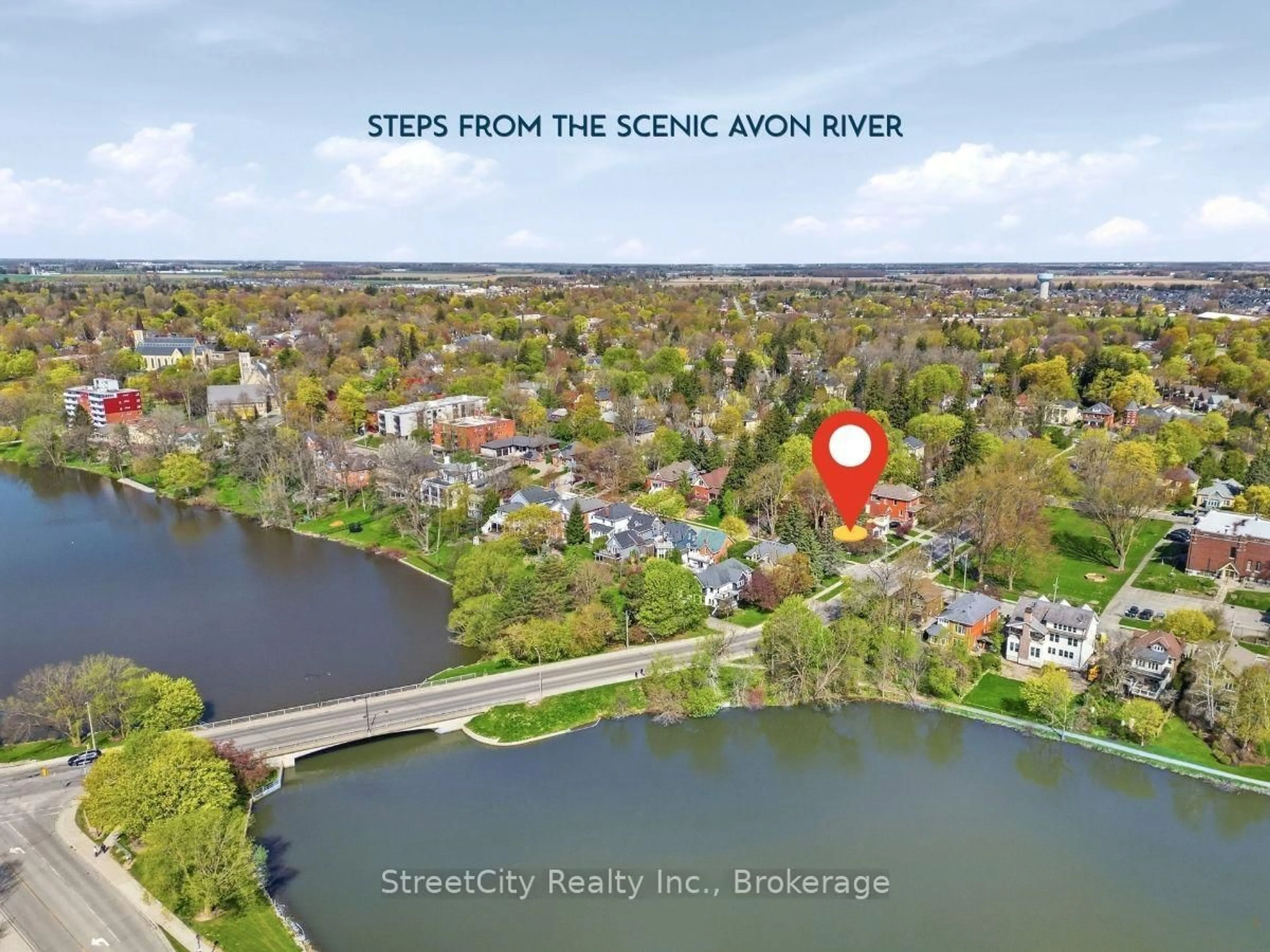 A pic from outside/outdoor area/front of a property/back of a property/a pic from drone, water/lake/river/ocean view for 18 Waterloo St, Stratford Ontario N5A 5H5