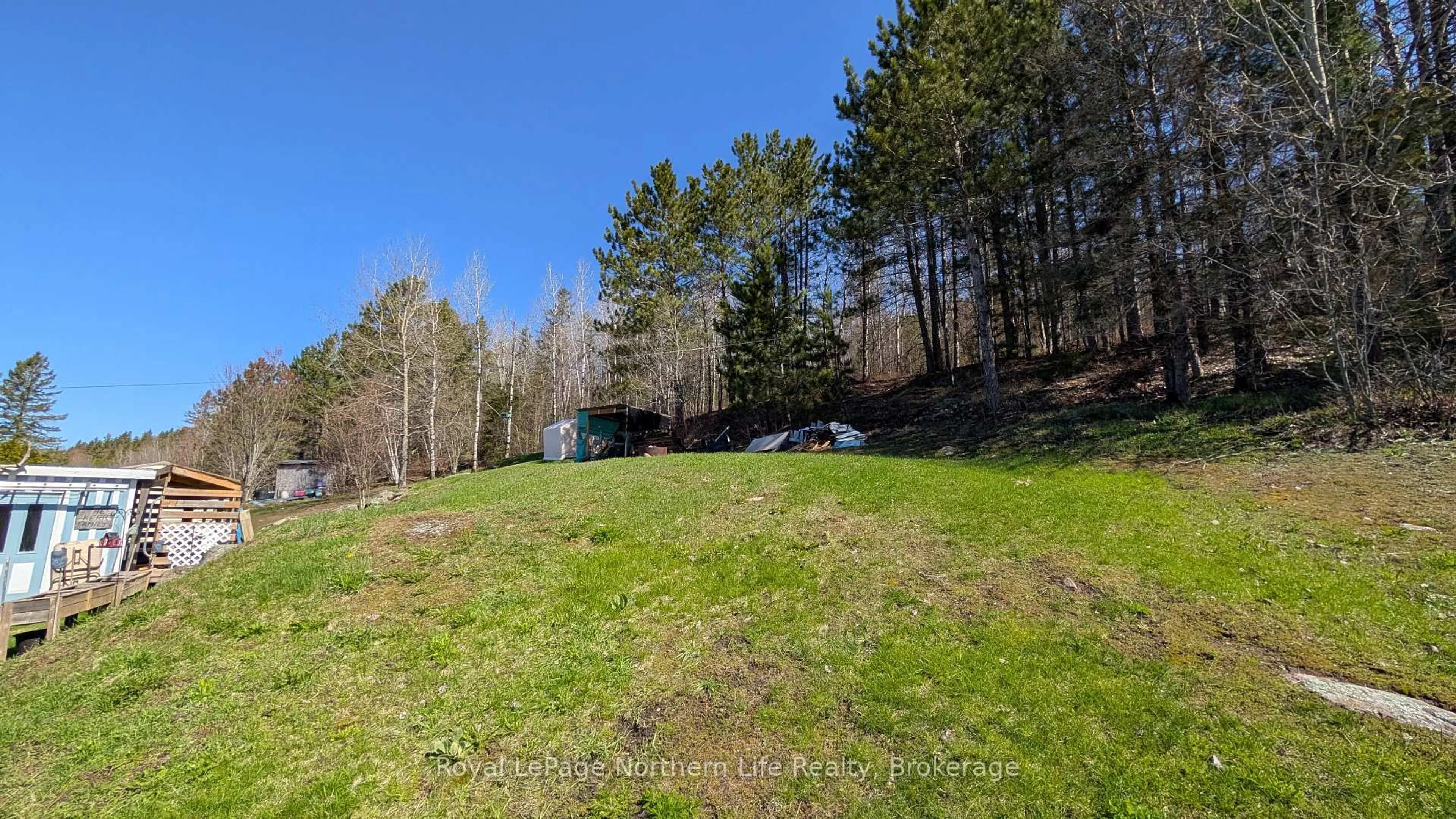 A pic from outside/outdoor area/front of a property/back of a property/a pic from drone, forest/trees view for 141 Larocque St, West Nipissing Ontario P0H 1M0