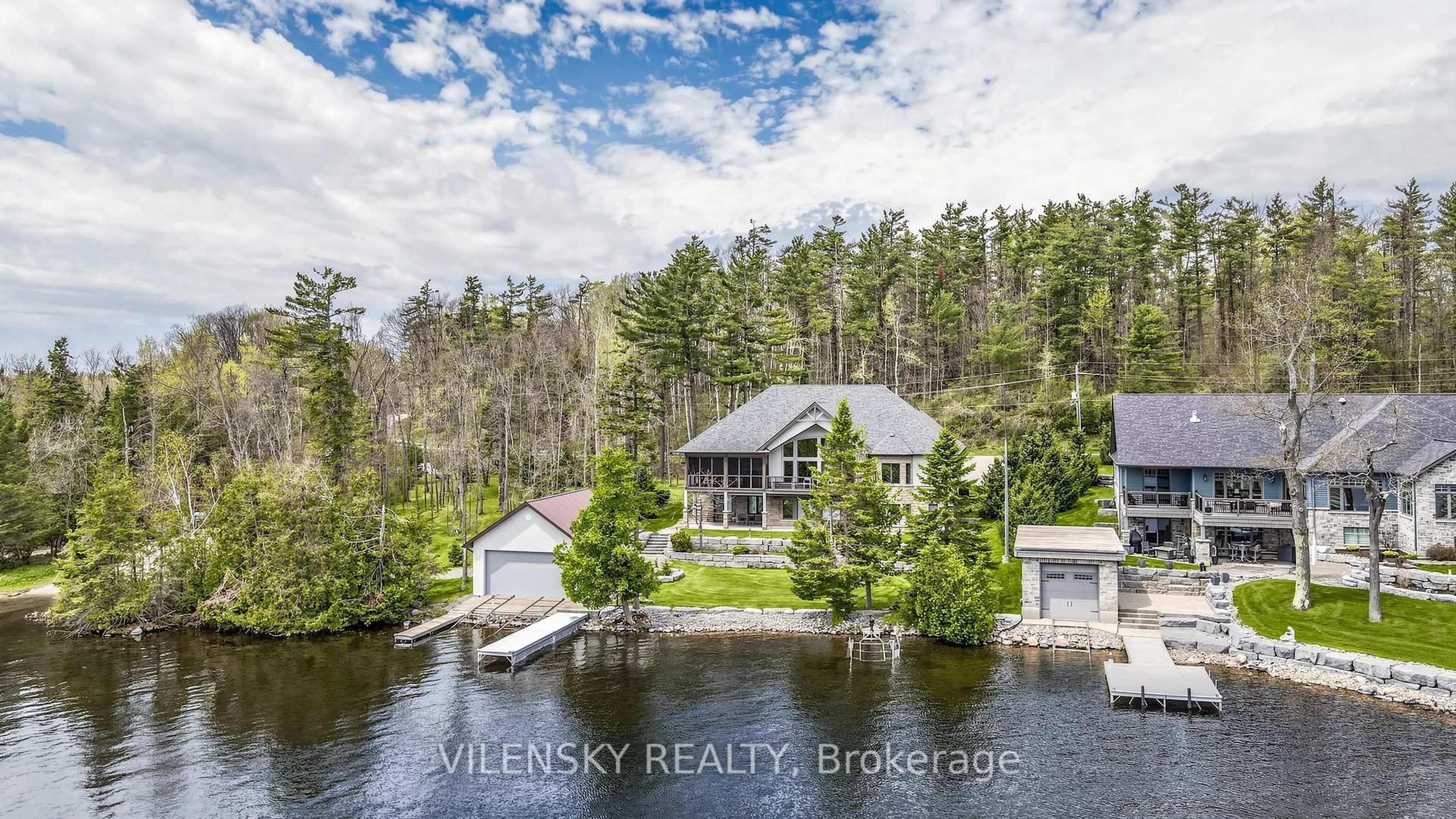 A pic from outside/outdoor area/front of a property/back of a property/a pic from drone, water/lake/river/ocean view for 268 Balsam Lake Dr, Kawartha Lakes Ontario K0M 2B0