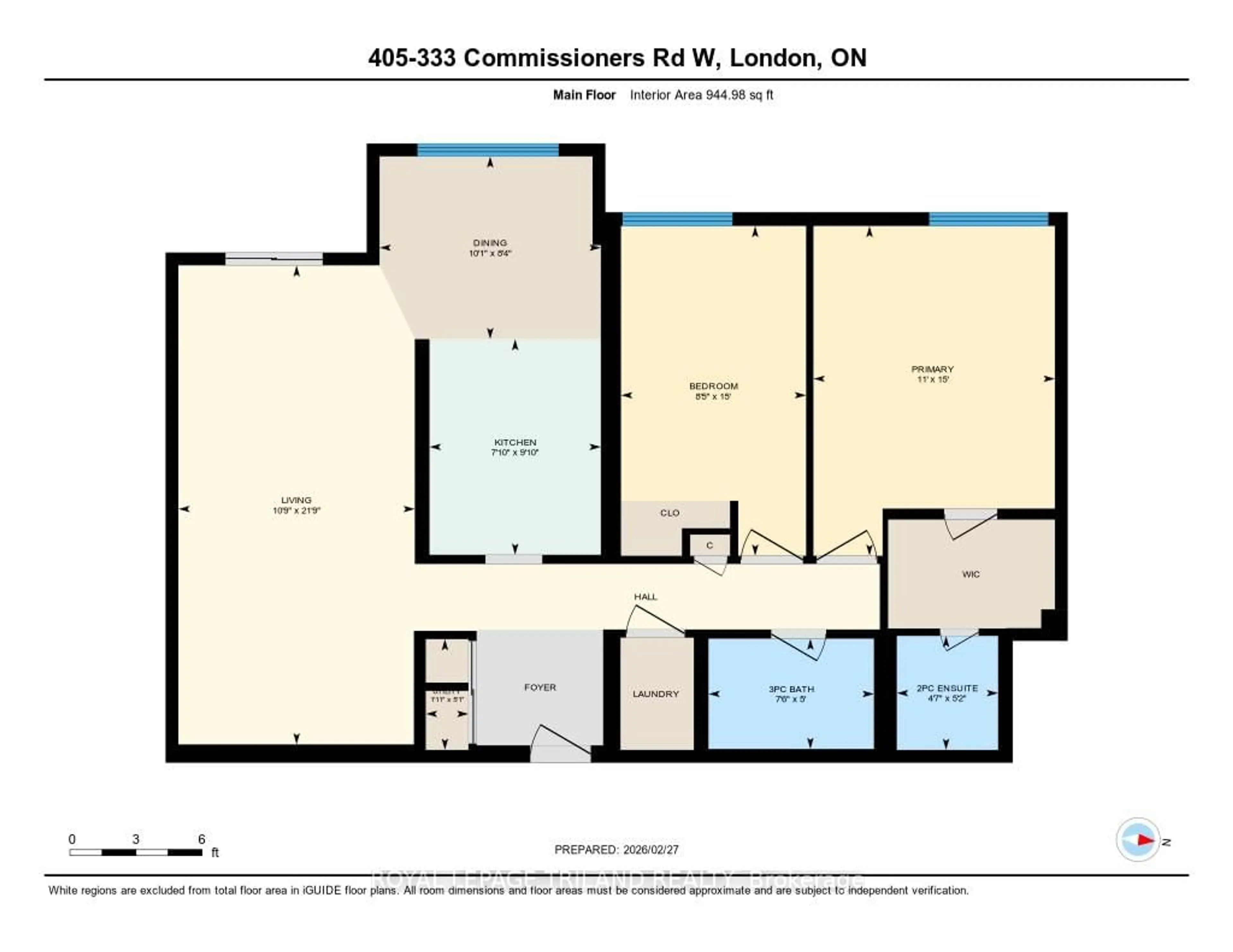 Floor plan for 333 Commissioners Rd #405, London South Ontario N6J 4X7