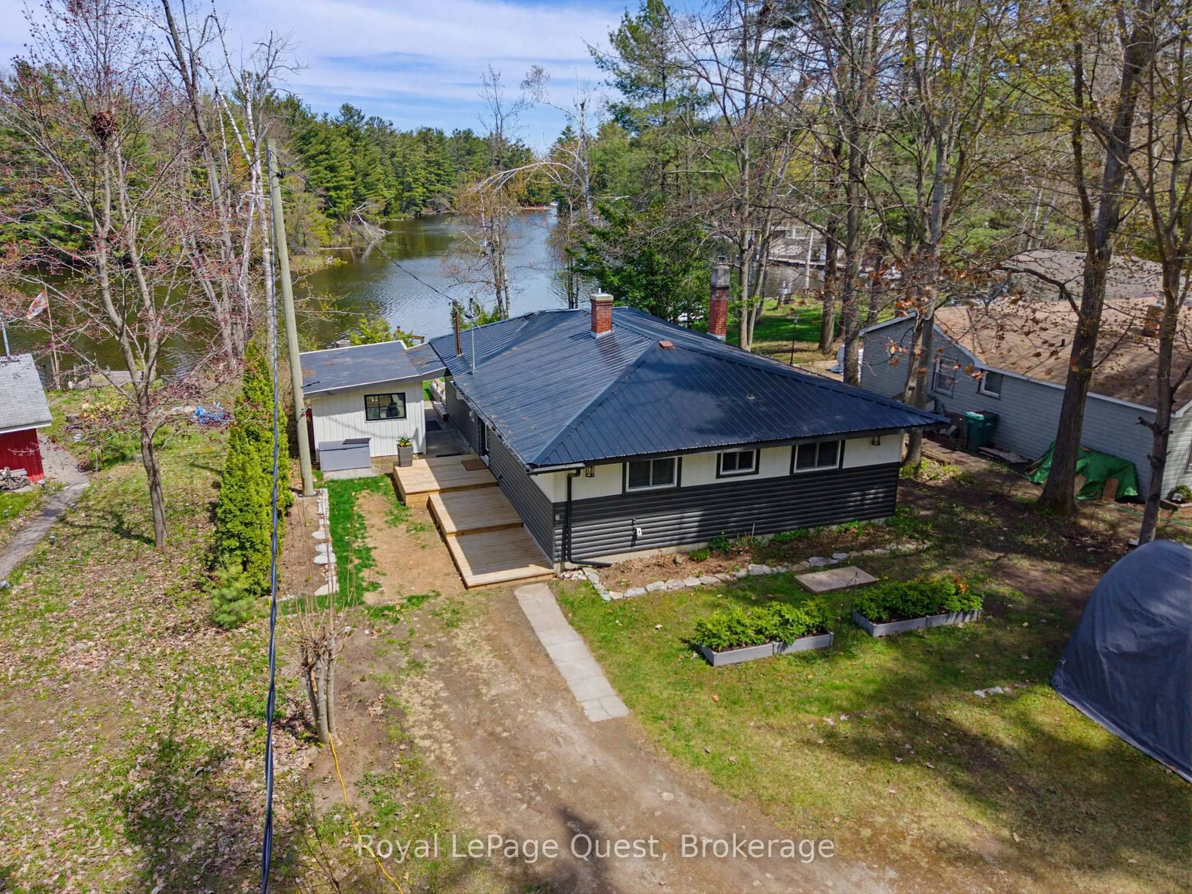 A pic from outside/outdoor area/front of a property/back of a property/a pic from drone, water/lake/river/ocean view for 121 Stanley Rd, Kawartha Lakes Ontario K0M 2T0