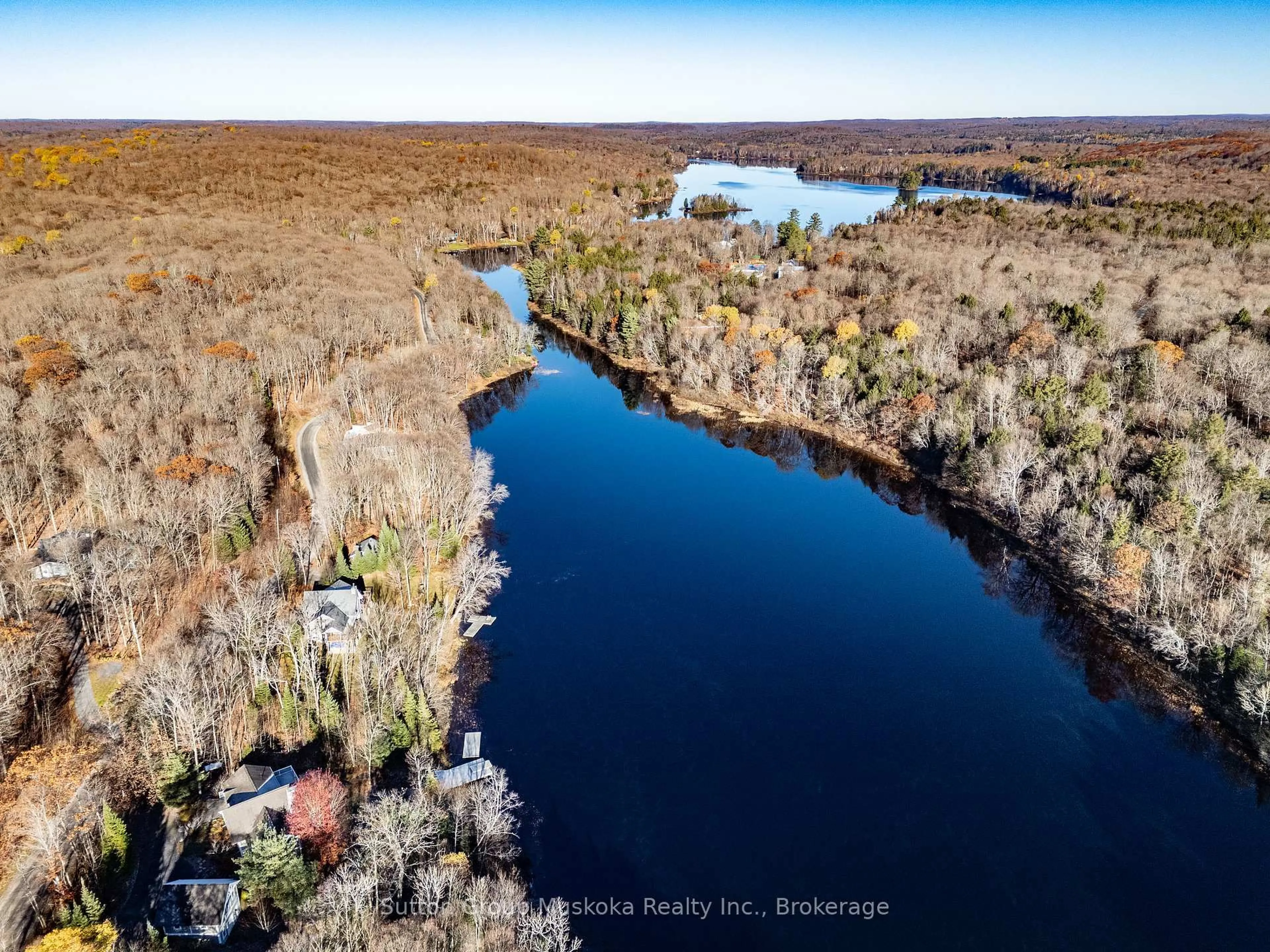 A pic from outside/outdoor area/front of a property/back of a property/a pic from drone, water/lake/river/ocean view for 236 Hoodstown Rd, Huntsville Ontario P1H 2J2