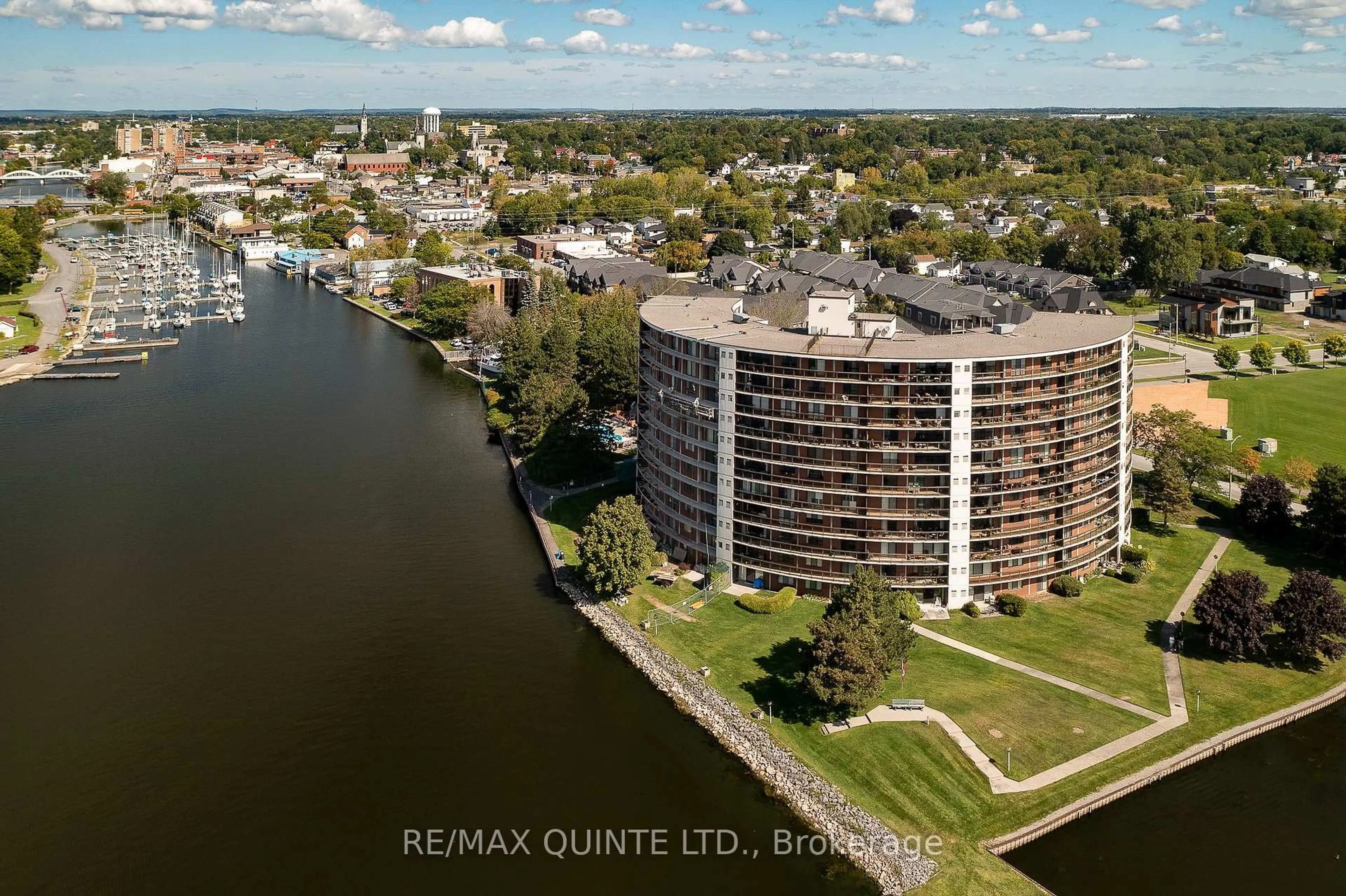 A pic from outside/outdoor area/front of a property/back of a property/a pic from drone, water/lake/river/ocean view for 2 South Front St #107, Belleville Ontario K8N 5K7
