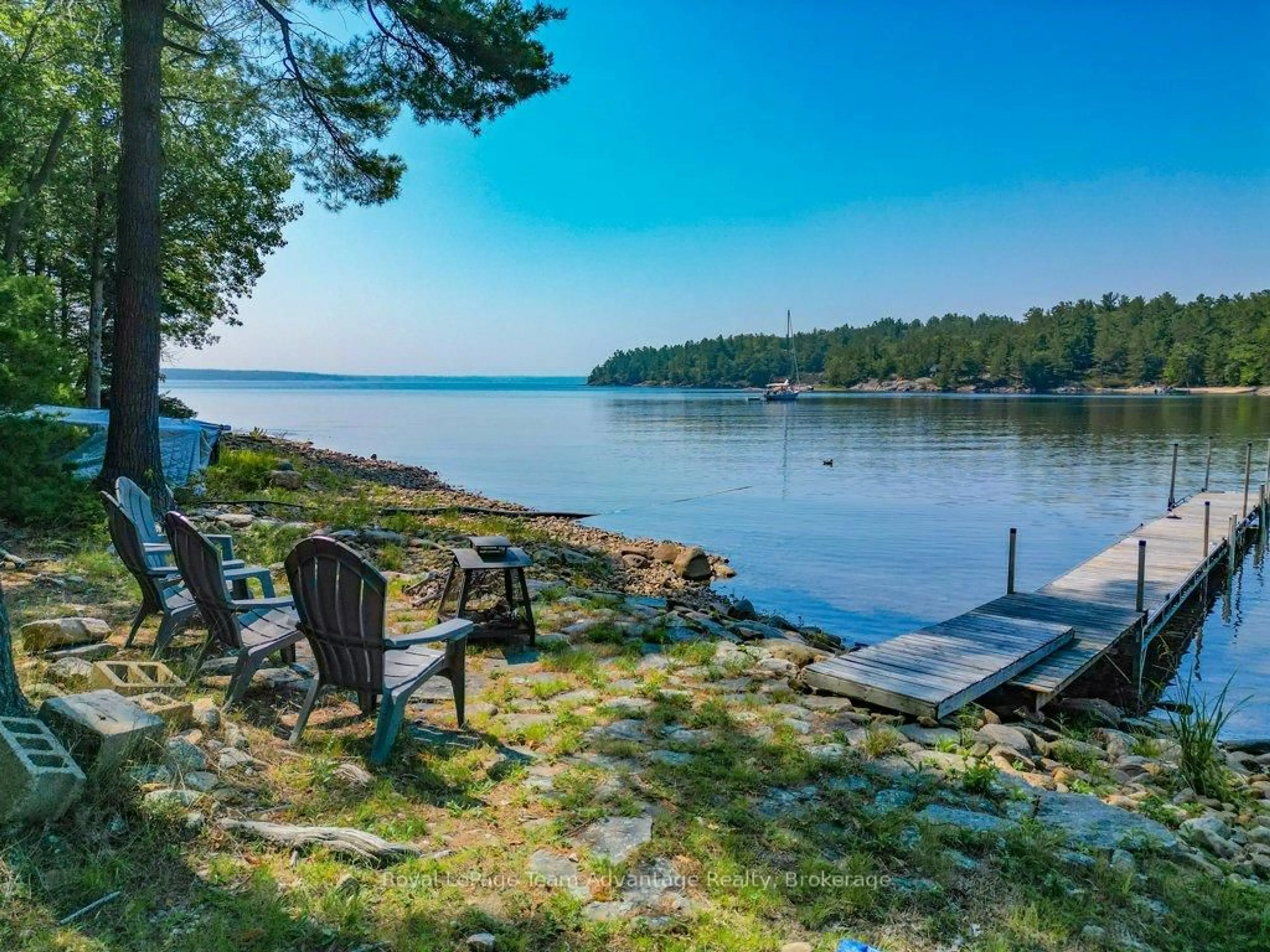Patio, water/lake/river/ocean view for 46 Huckleberry Island, Carling Ontario P0G 1G0