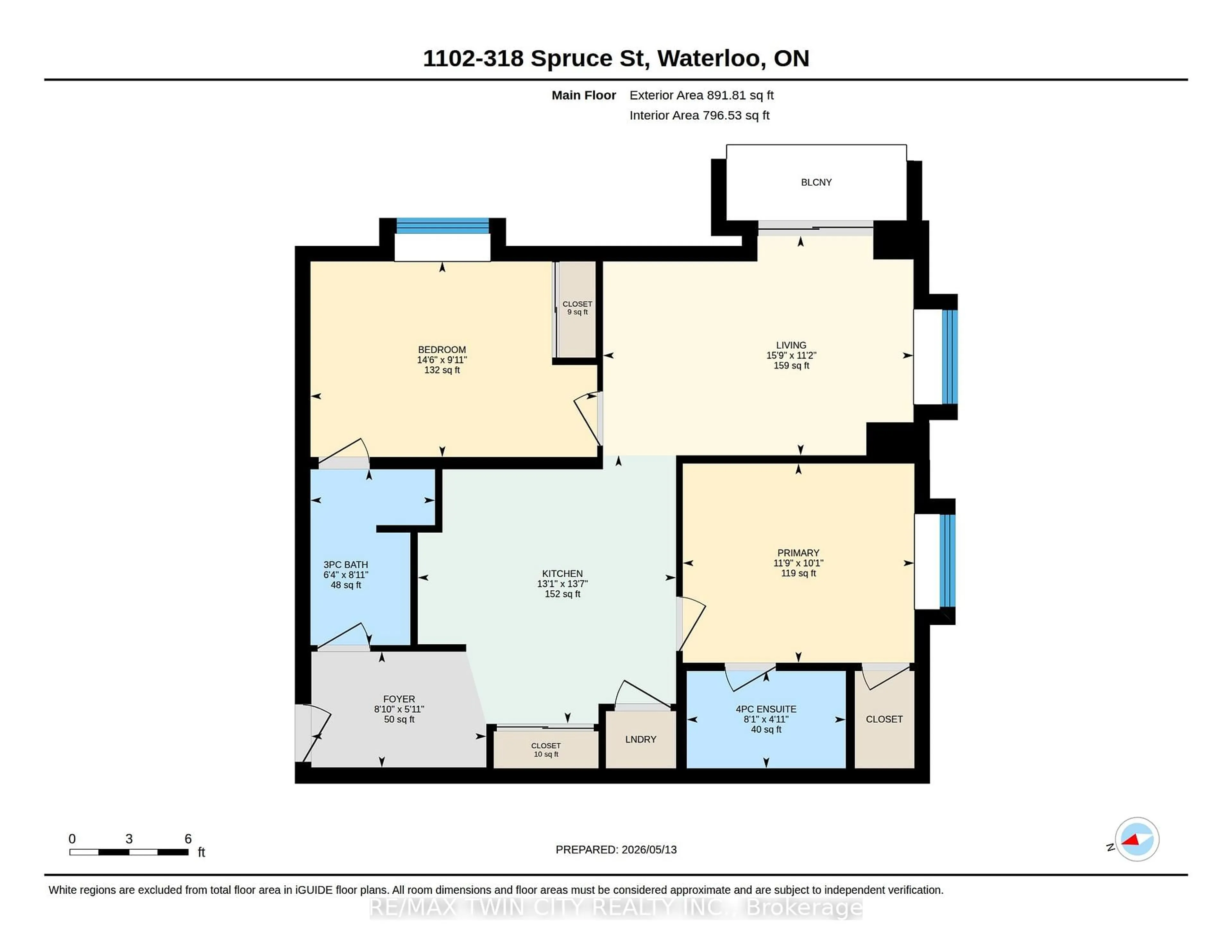 Floor plan for 318 Spruce St #1102, Waterloo Ontario N2L 3M6