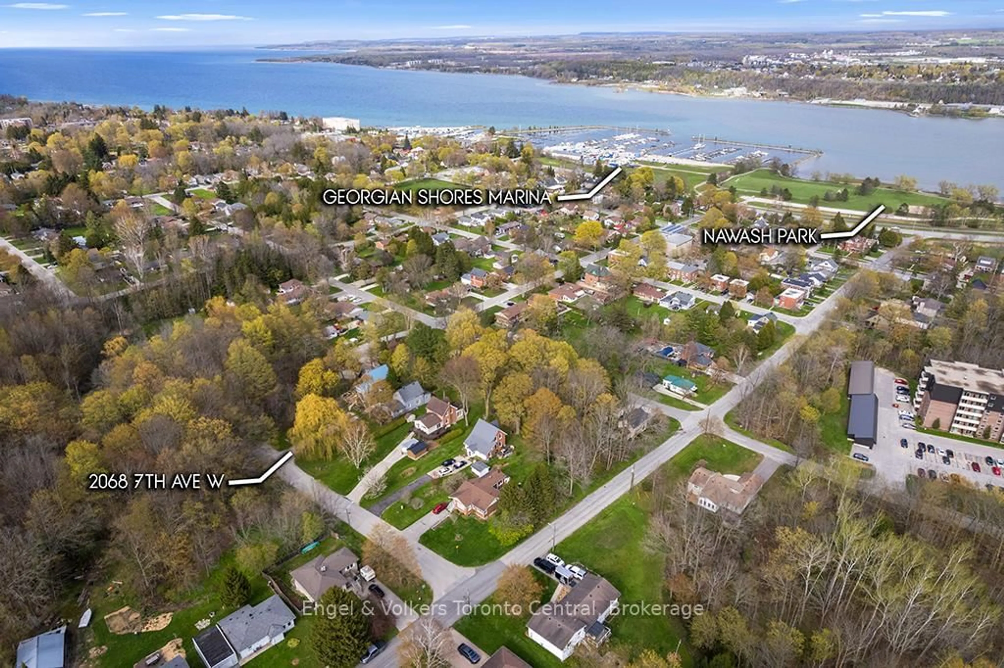 A pic from outside/outdoor area/front of a property/back of a property/a pic from drone, water/lake/river/ocean view for 2068 7TH Ave, Owen Sound Ontario N4K 5L6