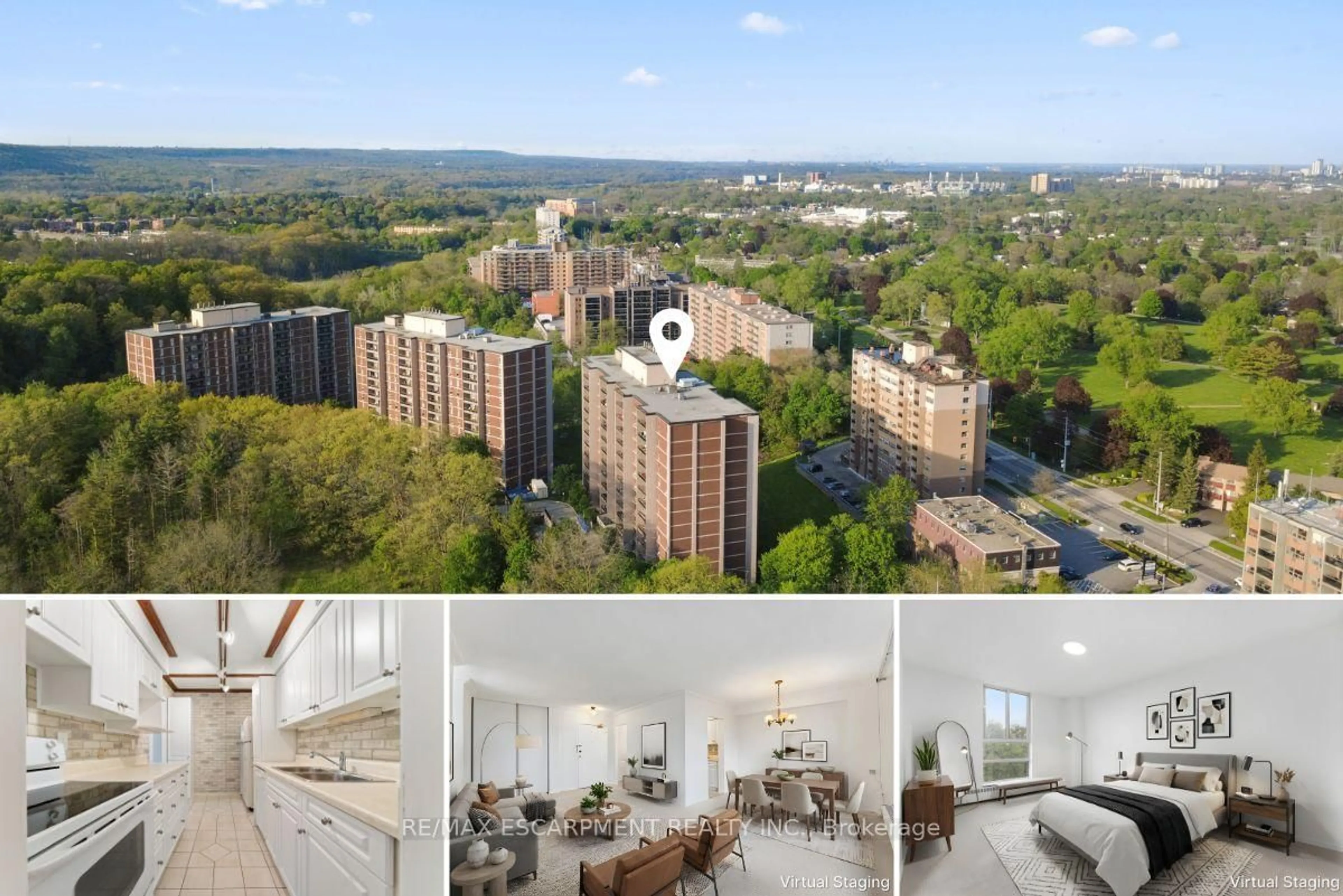 A pic from outside/outdoor area/front of a property/back of a property/a pic from drone, city buildings view from balcony for 1964 MAIN St #1104, Hamilton Ontario L8S 1J5