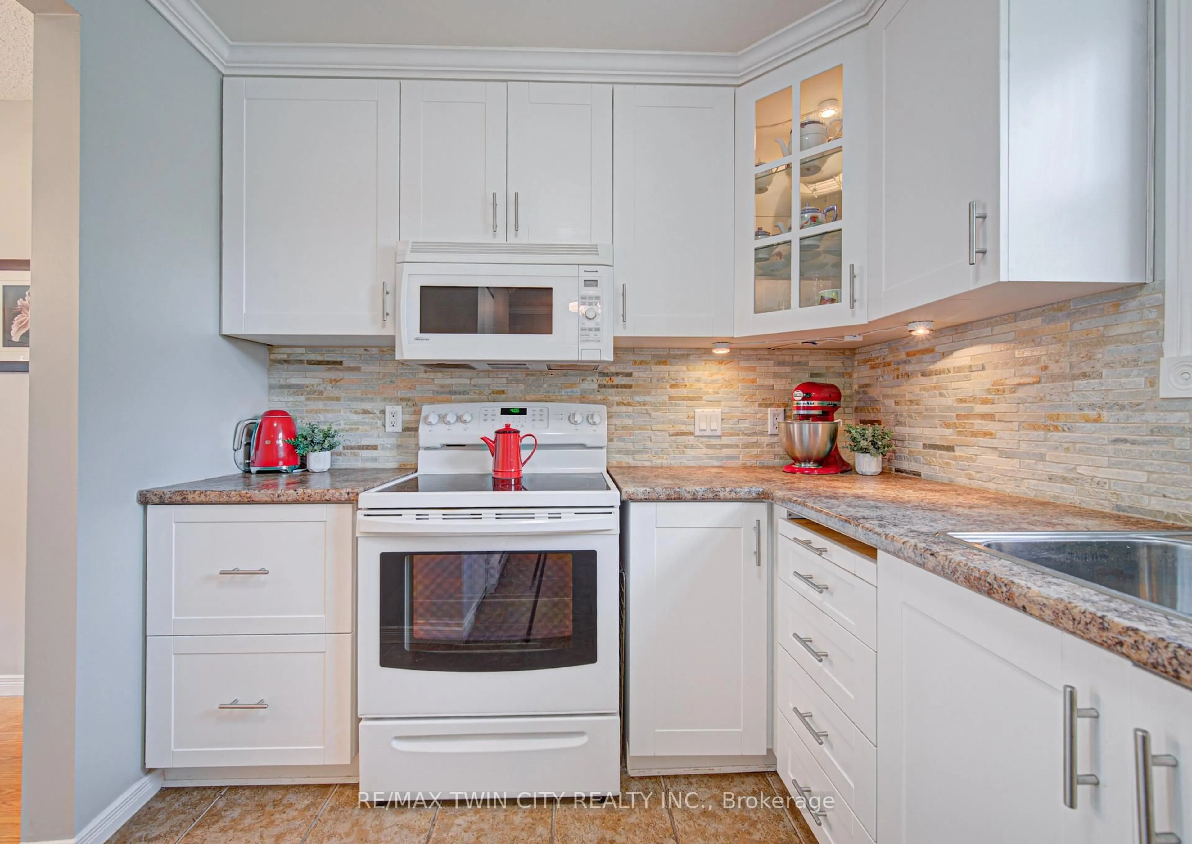 Contemporary kitchen, ceramic/tile floor for 175 Cedar St #26, Cambridge Ontario N1S 4X9