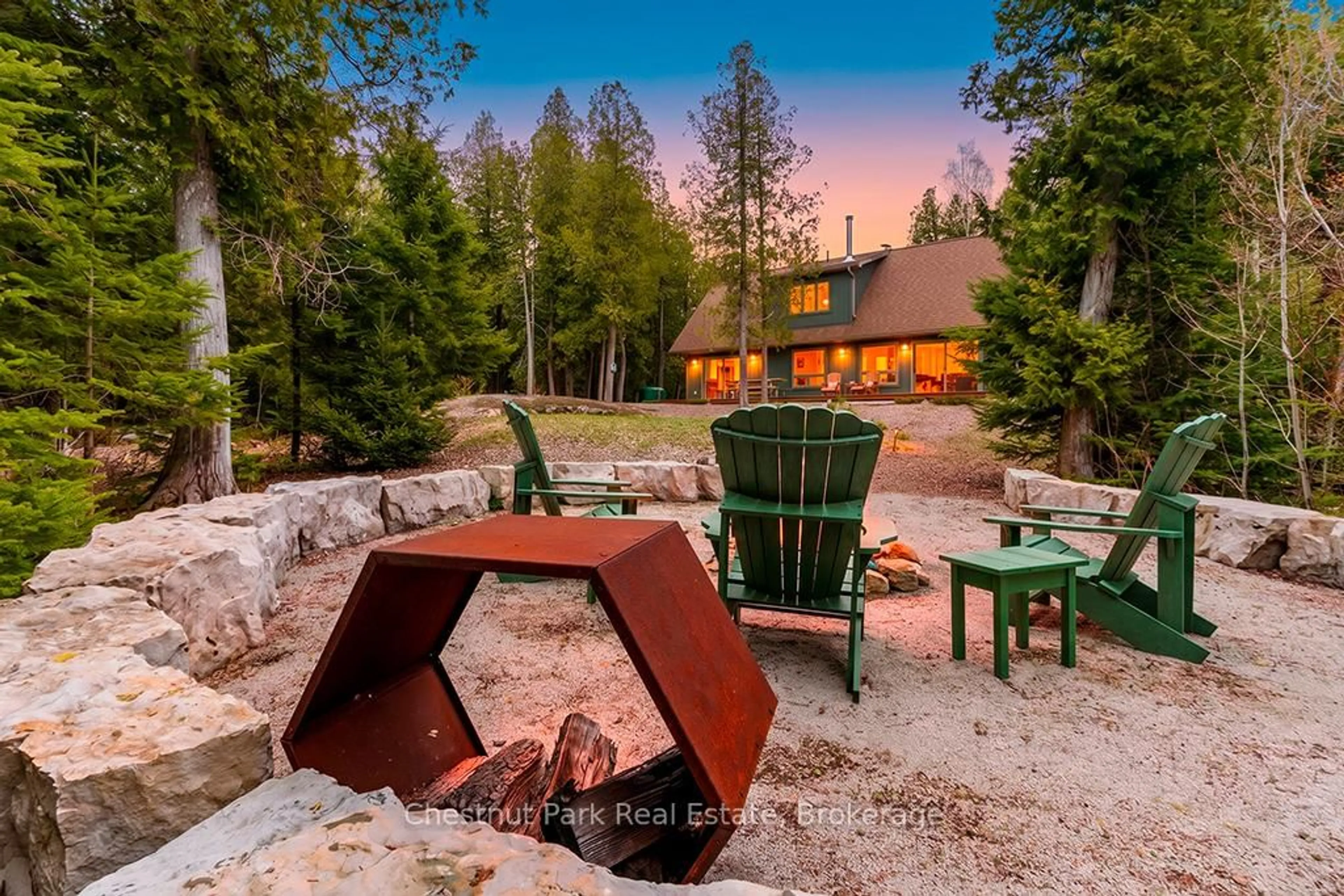 Patio, forest/trees view for 90 Devils Glen, Northern Bruce Peninsula Ontario N0H 2T0