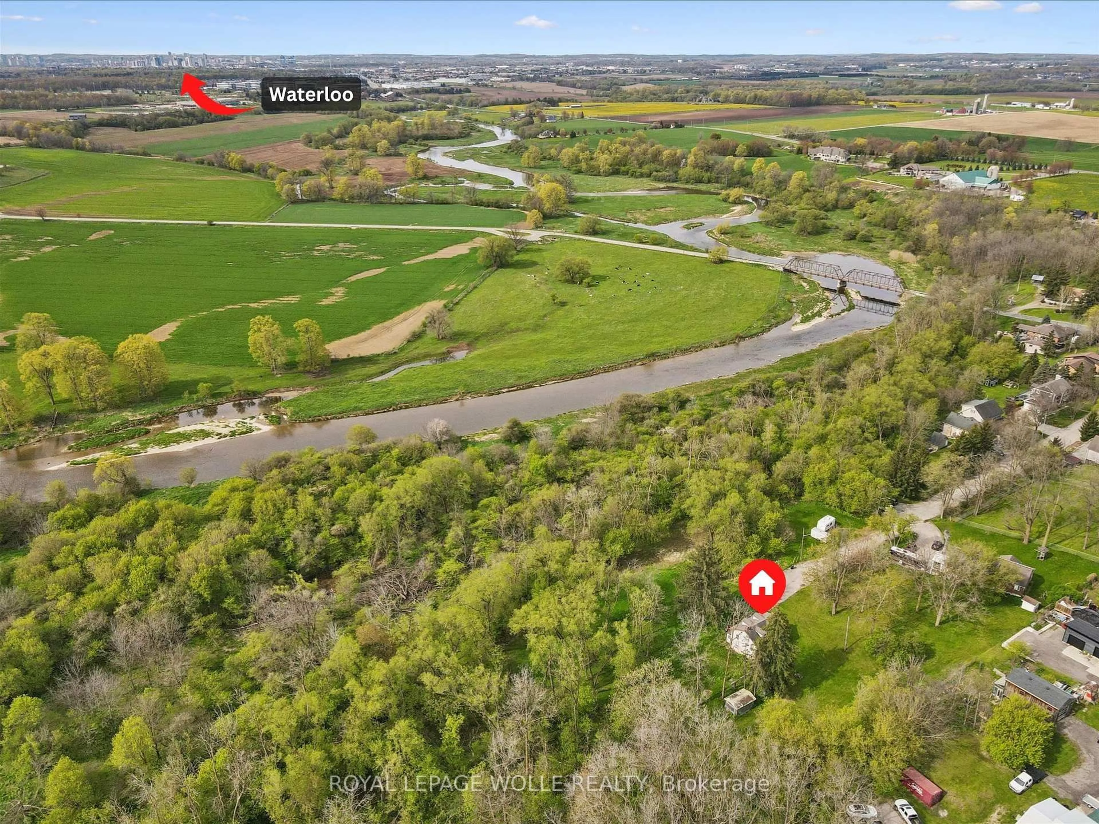 A pic from outside/outdoor area/front of a property/back of a property/a pic from drone, water/lake/river/ocean view for 36 Elgin St, Woolwich Ontario N0B 1N0