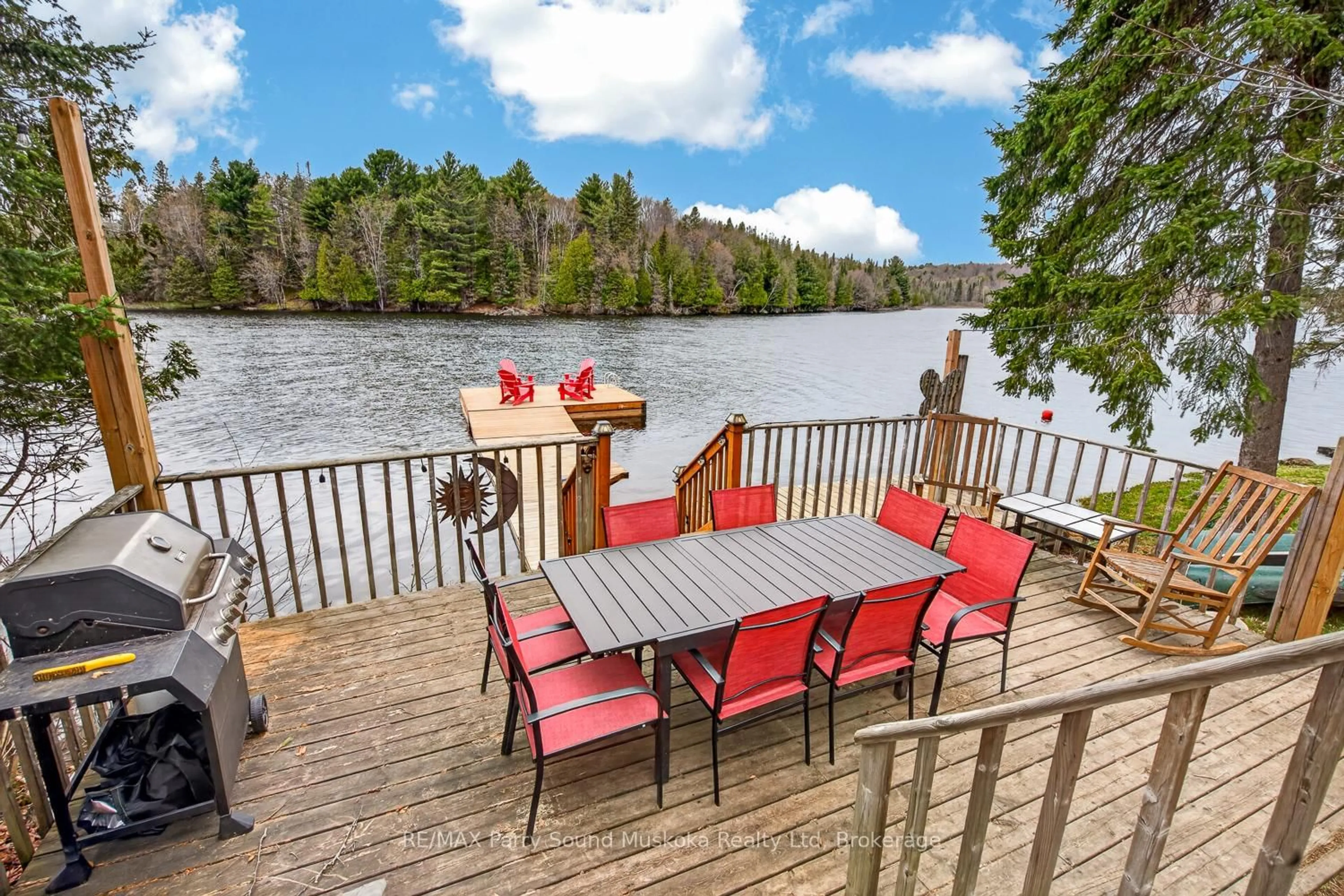 Patio, water/lake/river/ocean view for 179 Woodland Lane, Magnetawan Ontario P0A 1P0