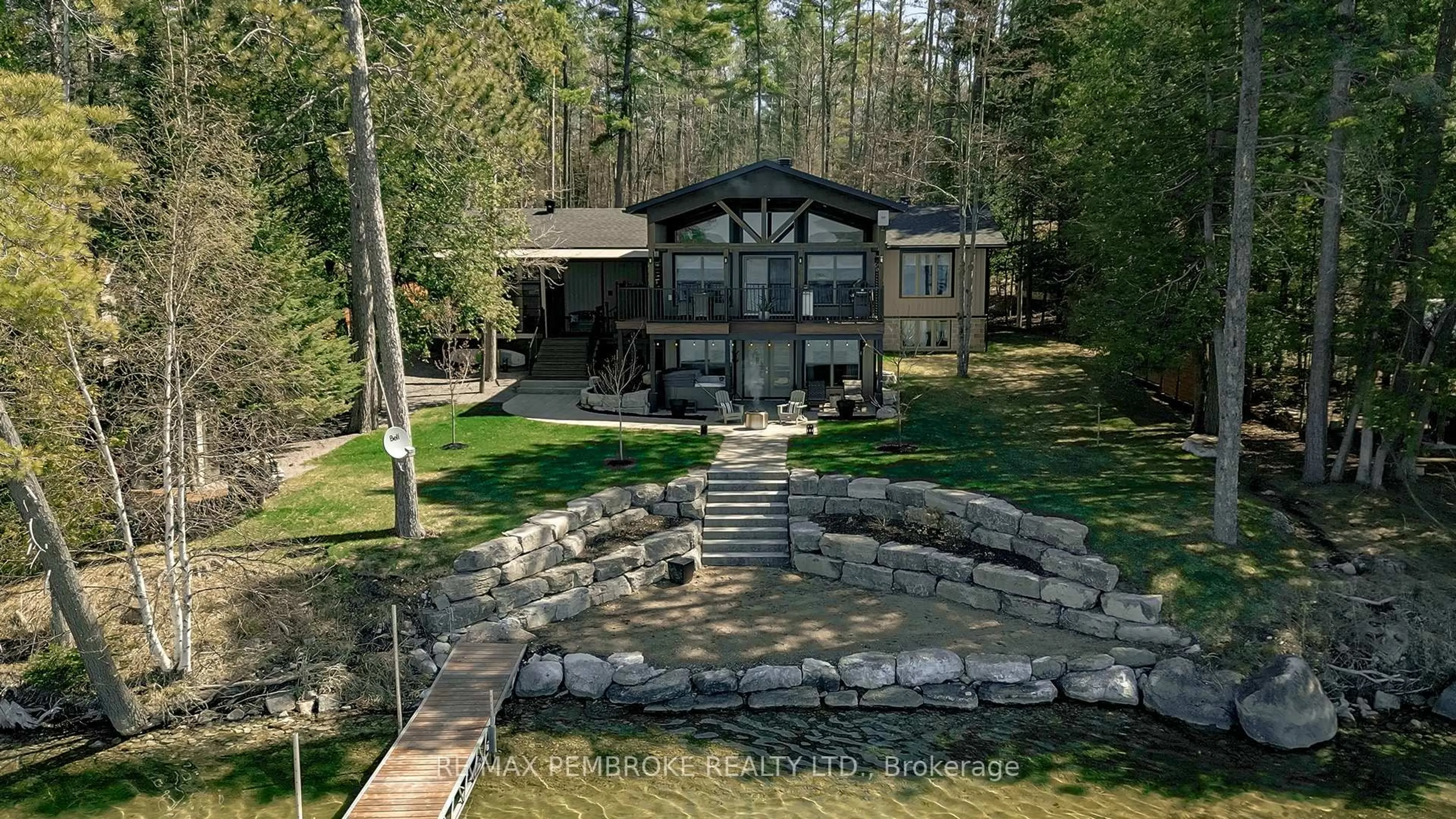 A pic from outside/outdoor area/front of a property/back of a property/a pic from drone, water/lake/river/ocean view for 299 Holiday Lane, Eganville Ontario K0J 1T0