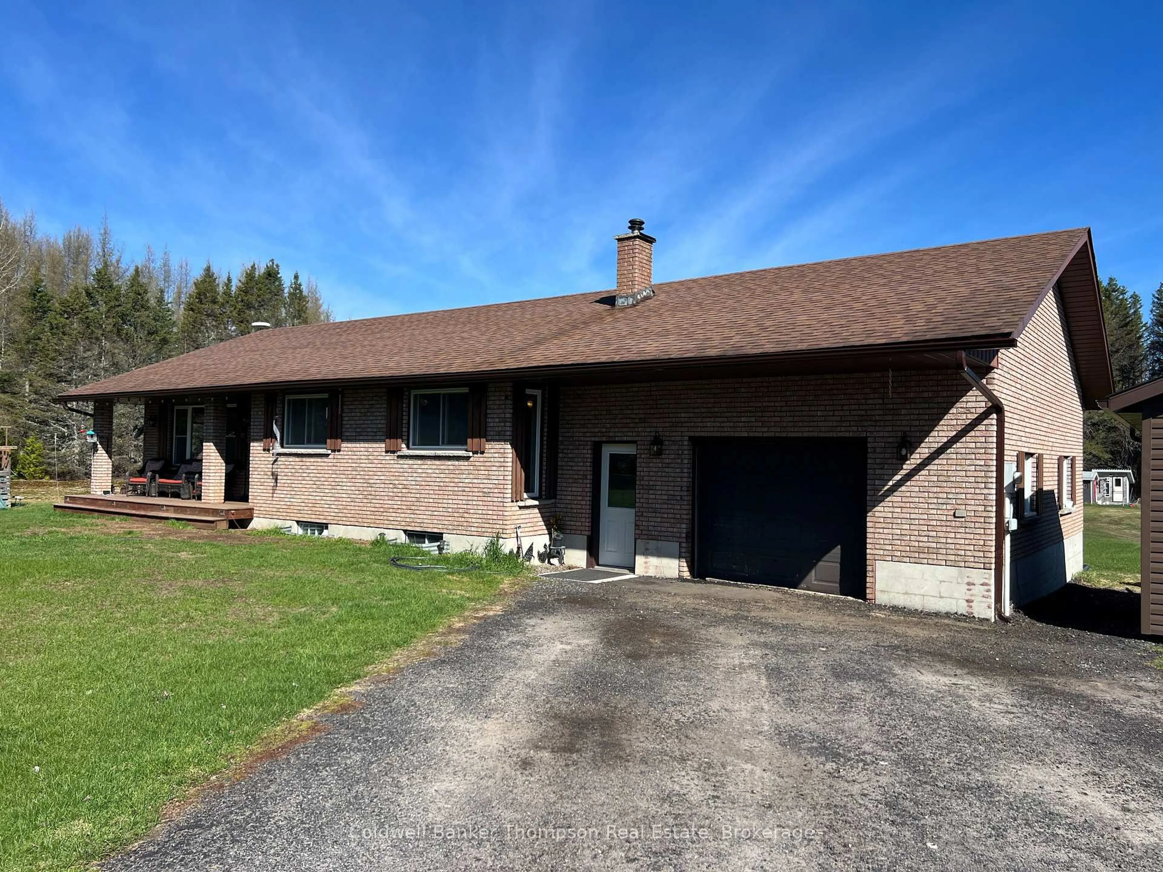 Home with brick exterior material, street for 590 Eagle Lake Rd, Machar Ontario P0A 1X0