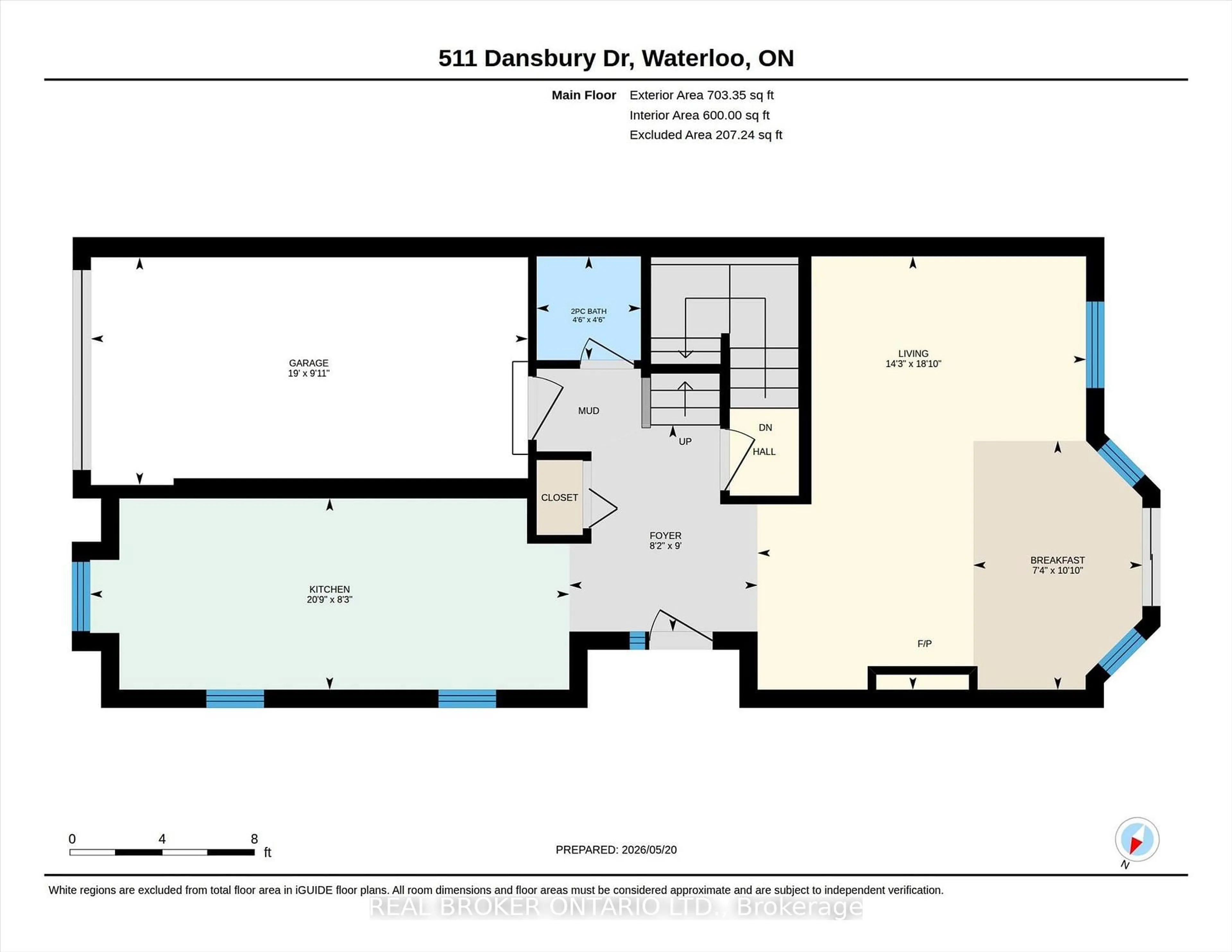 Floor plan for 511 Dansbury Dr, Waterloo Ontario N2K 4K8