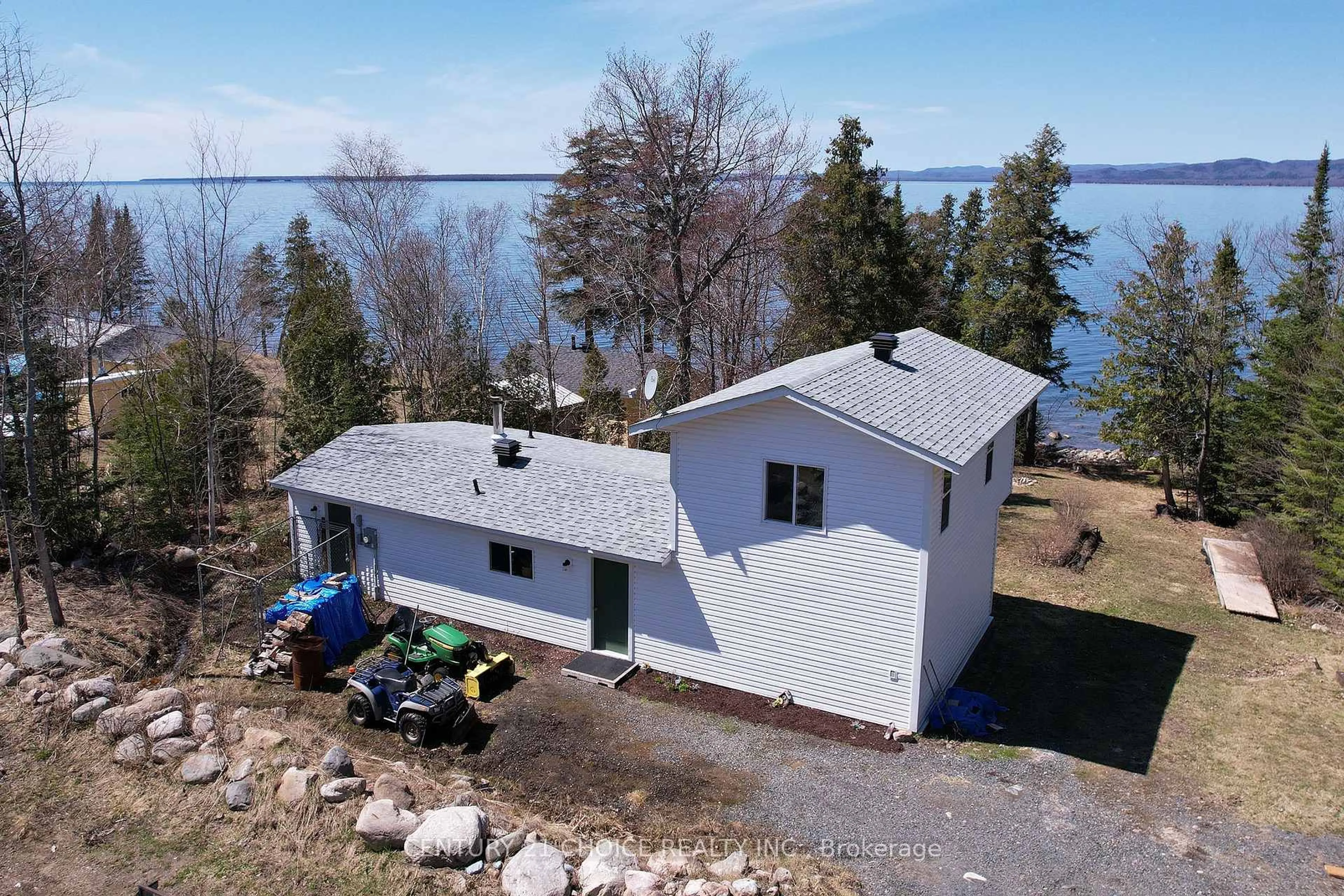 A pic from outside/outdoor area/front of a property/back of a property/a pic from drone, water/lake/river/ocean view for 6683 Highway 17, Sault Ste Marie Ontario P0S 1E0