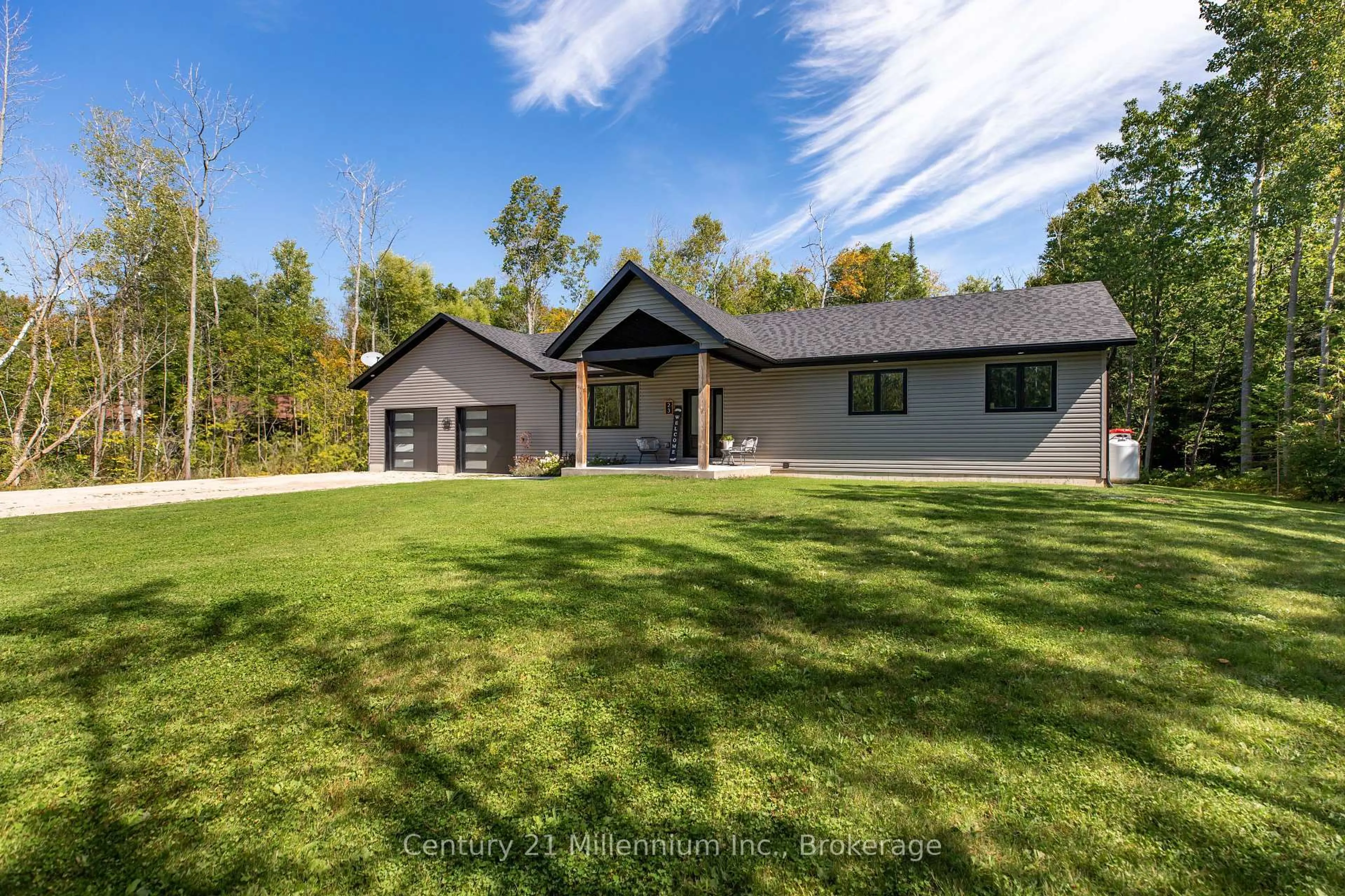 A pic from outside/outdoor area/front of a property/back of a property/a pic from drone, water/lake/river/ocean view for 23 Hemlock Rd, South Bruce Peninsula Ontario N0H 2T0