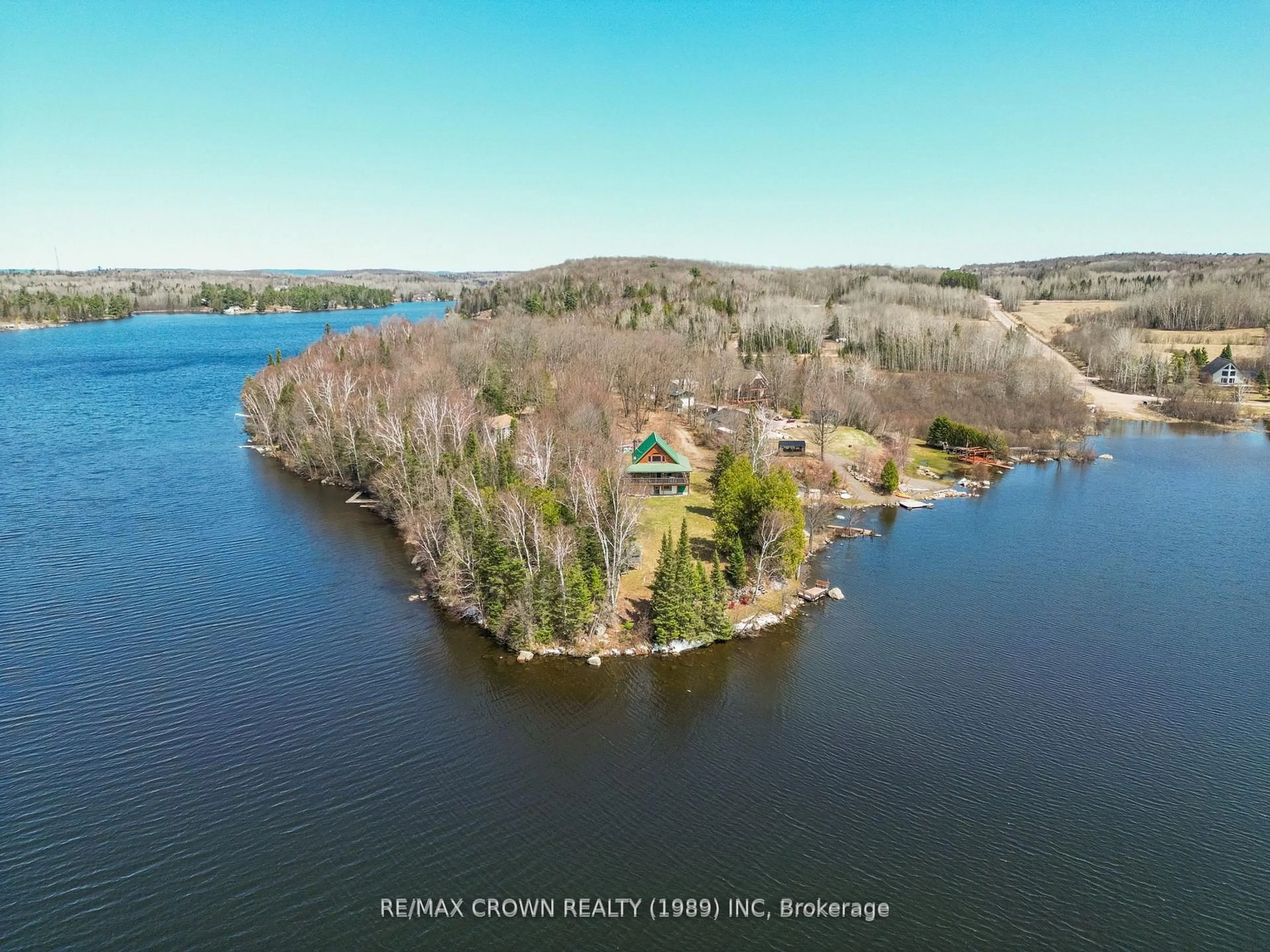 A pic from outside/outdoor area/front of a property/back of a property/a pic from drone, water/lake/river/ocean view for 102 North Star Rd, Bonfield Ontario P0H 1E0