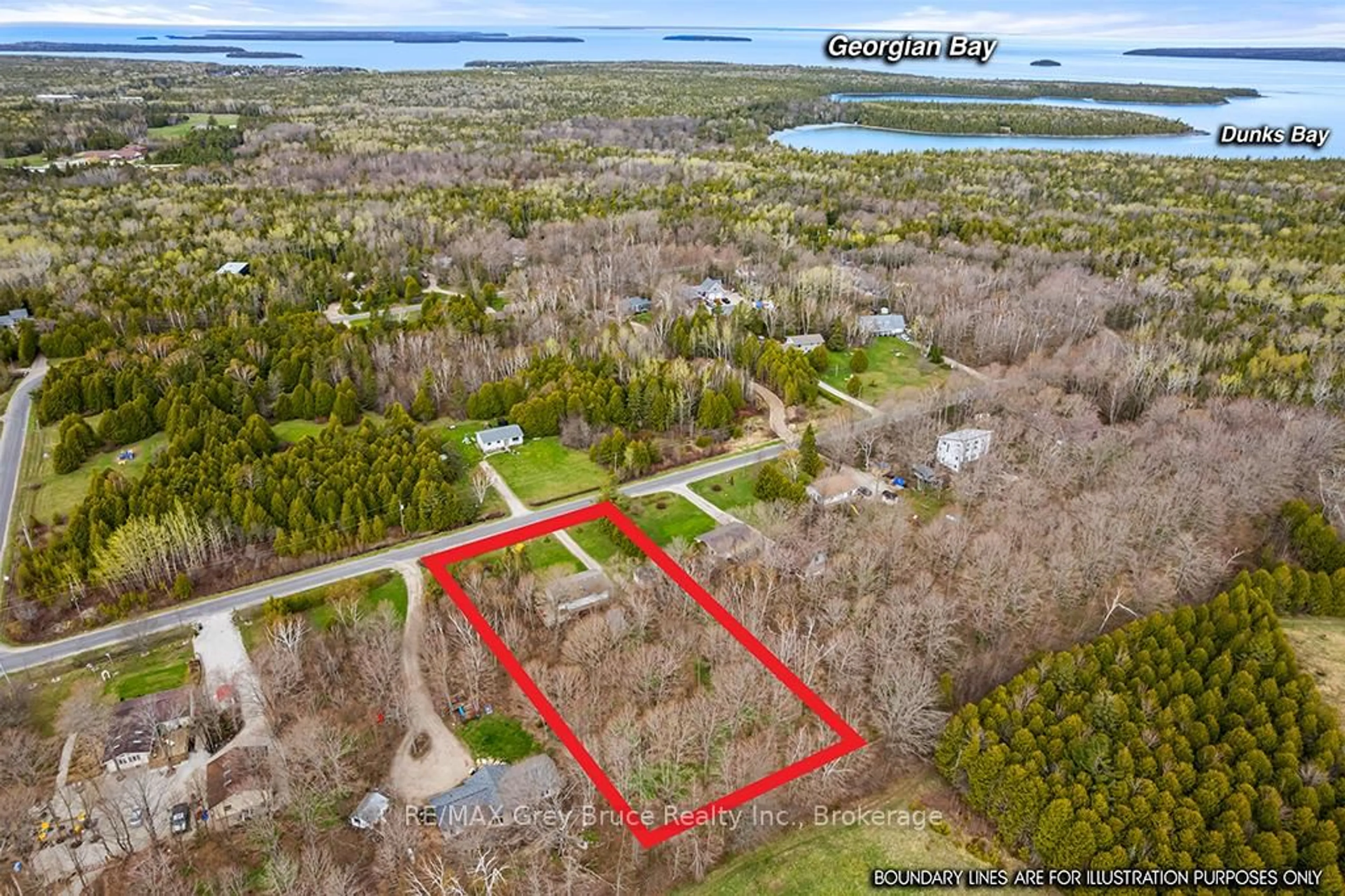 A pic from outside/outdoor area/front of a property/back of a property/a pic from drone, water/lake/river/ocean view for 46 Maple Golf Cres, Northern Bruce Peninsula Ontario N0H 2R0