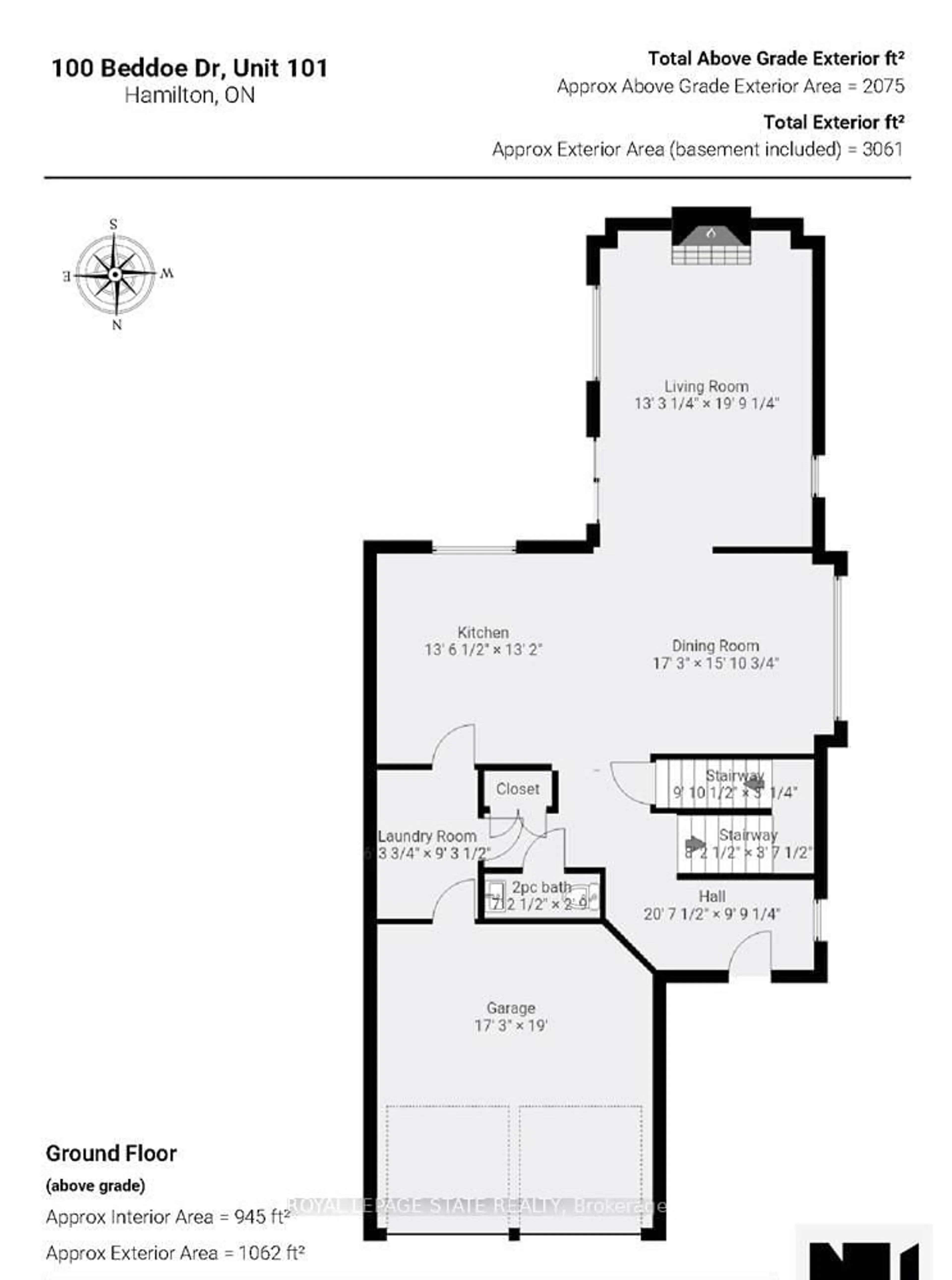 Floor plan for 100 Beddoe Dr #101, Hamilton Ontario L8P 4Z2
