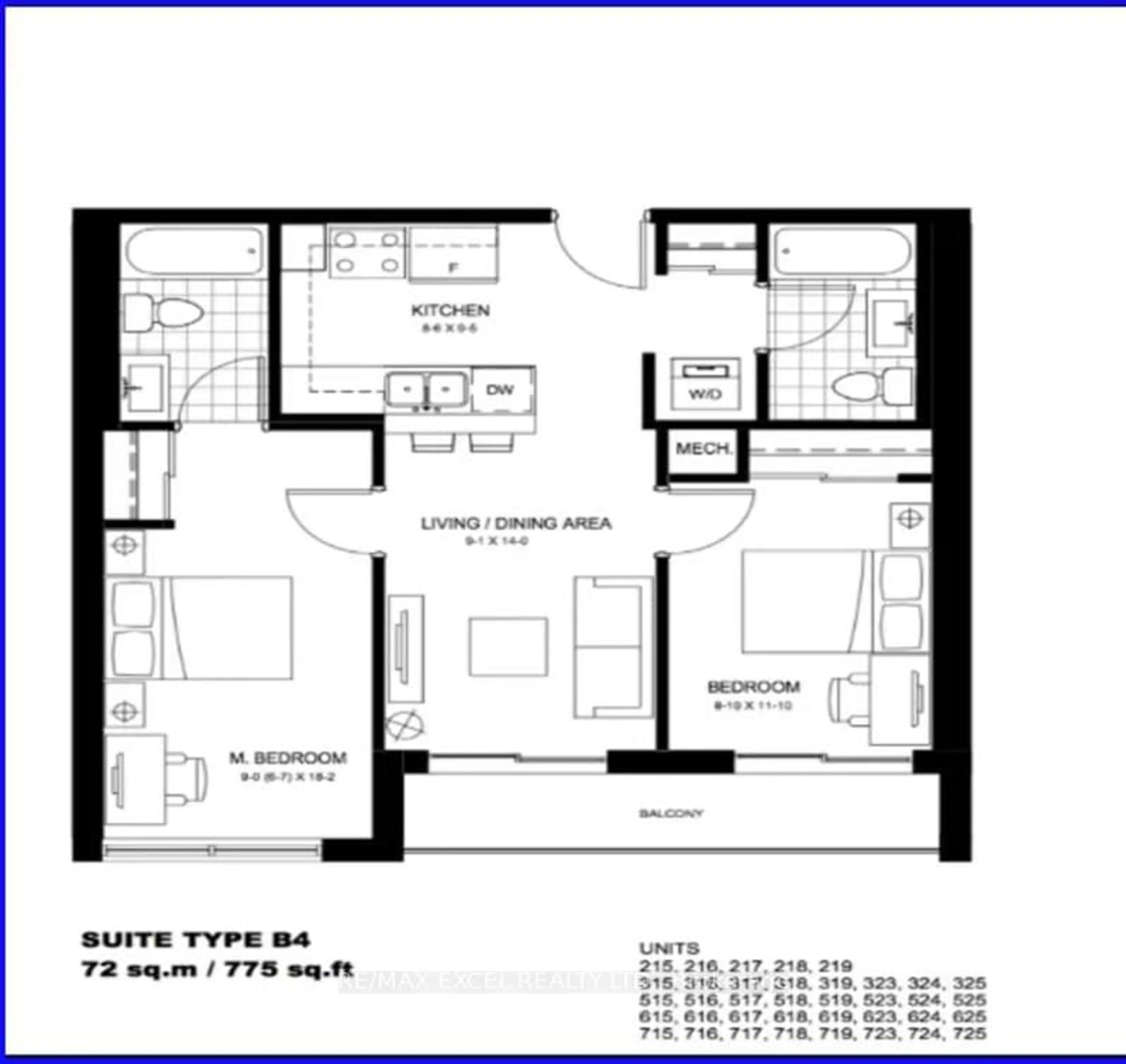 Floor plan for 251 Hemlock St #615, Waterloo Ontario N2L 3R4