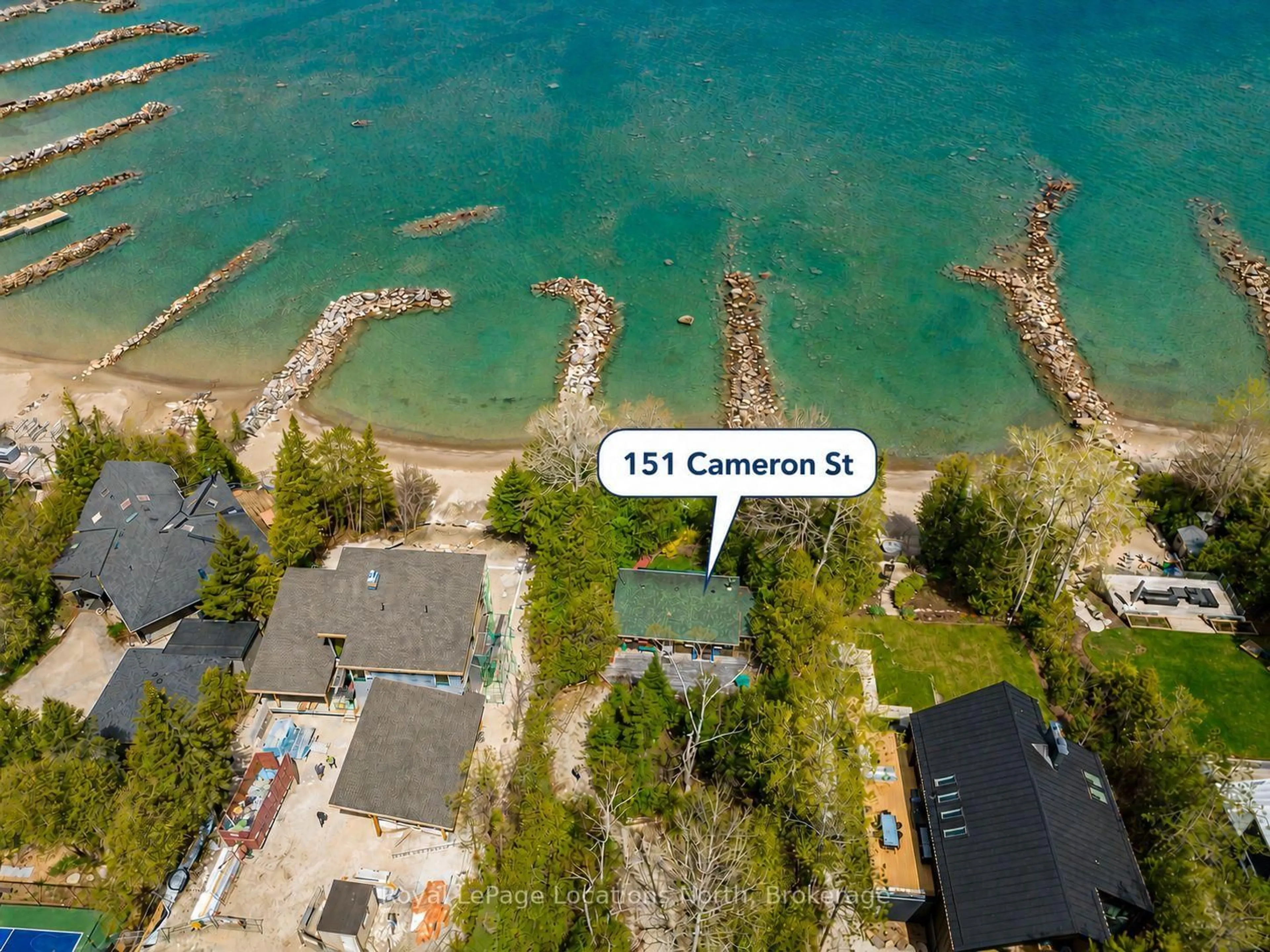 A pic from outside/outdoor area/front of a property/back of a property/a pic from drone, water/lake/river/ocean view for 151 Cameron St, Blue Mountains Ontario N0H 2P0