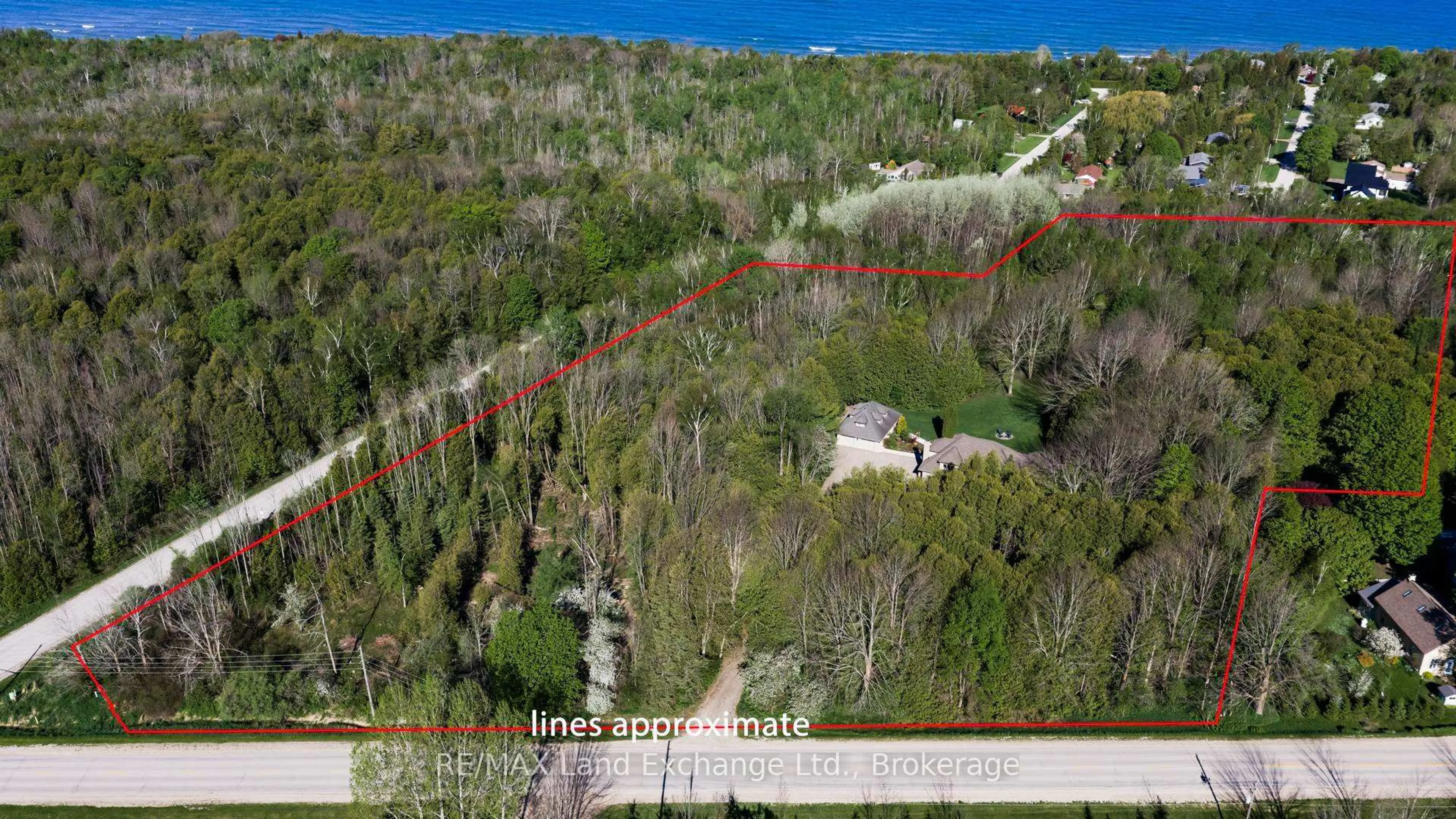 A pic from outside/outdoor area/front of a property/back of a property/a pic from drone, forest/trees view for 595 Bruce 23 Rd, Kincardine Ontario N0G 2T0