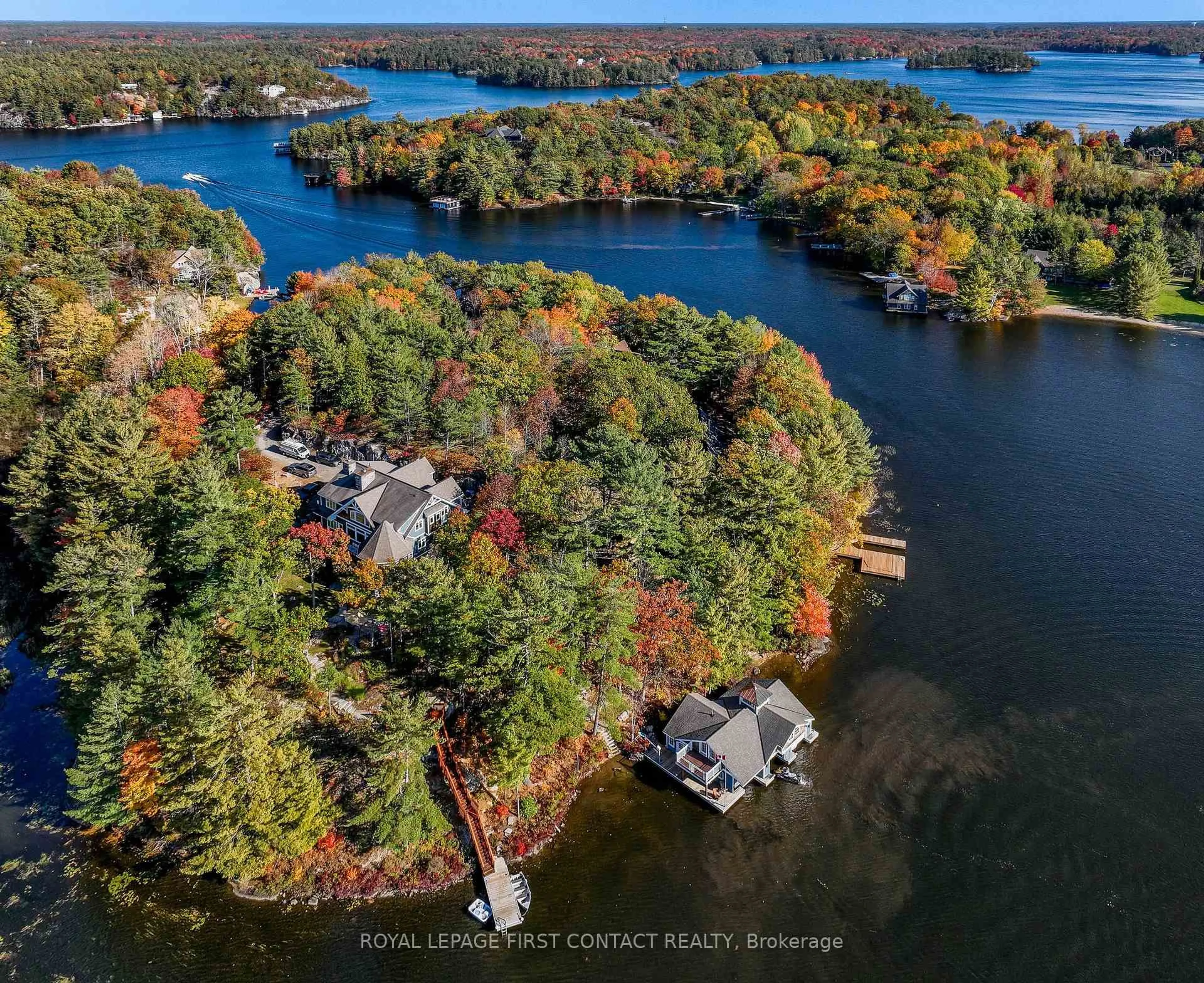 A pic from outside/outdoor area/front of a property/back of a property/a pic from drone, water/lake/river/ocean view for 1034 Road 2900, Gravenhurst Ontario P1P 1R2